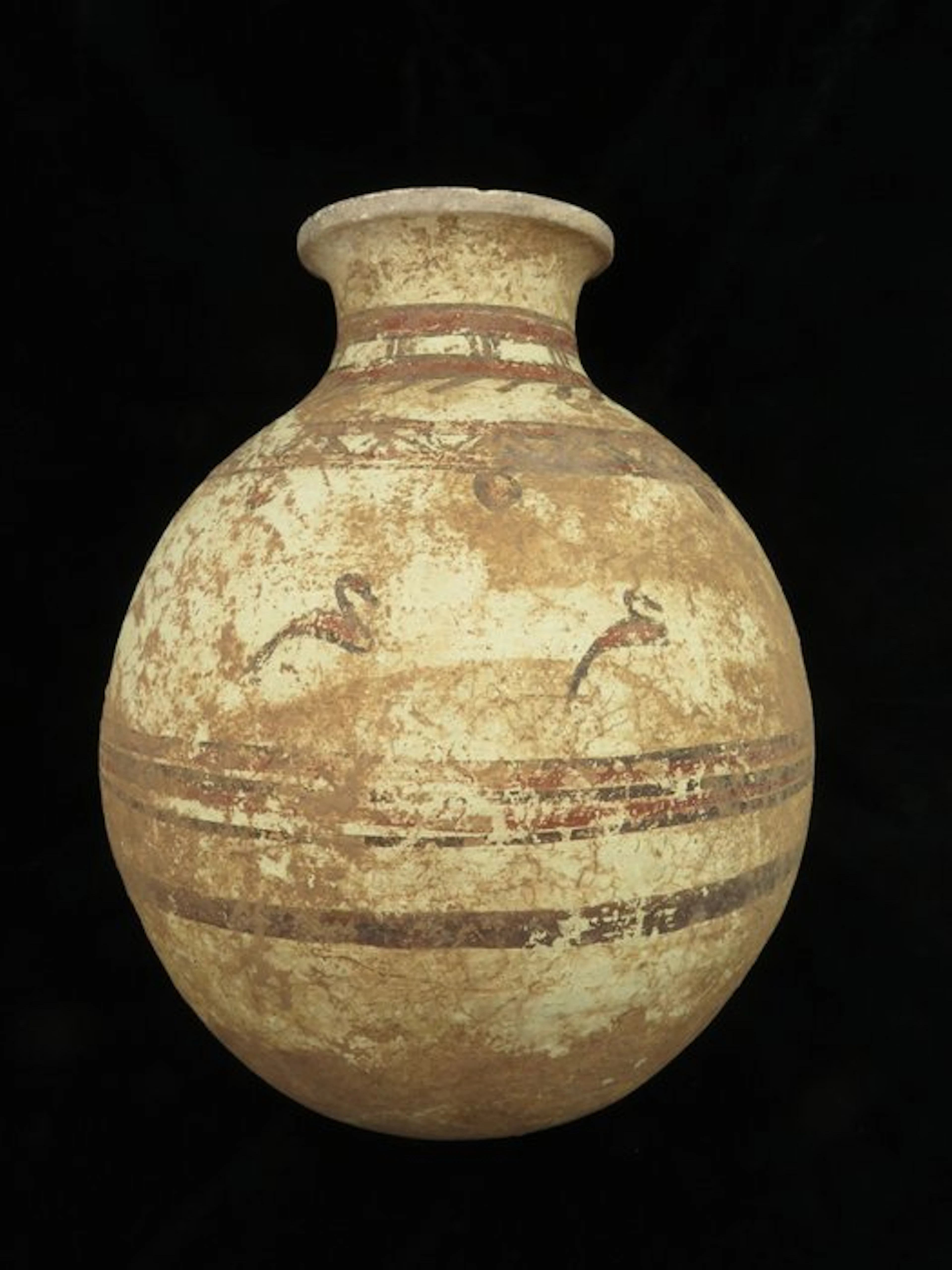 Bronze Age Earthenware Jar with Geometric and Bird decorations (1x) - 32 cm