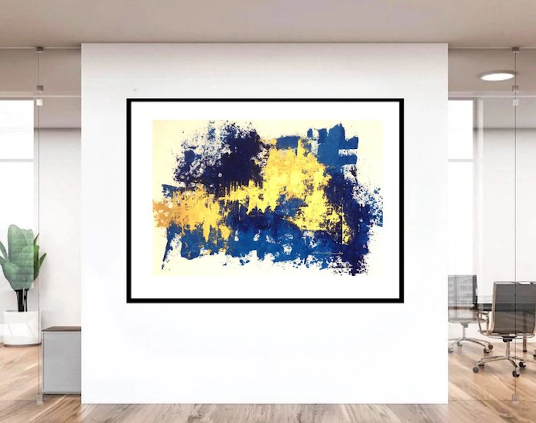 Dam Domido - NO RESERVE PRICE-Blue golden dream -120 x 80 cm-White background