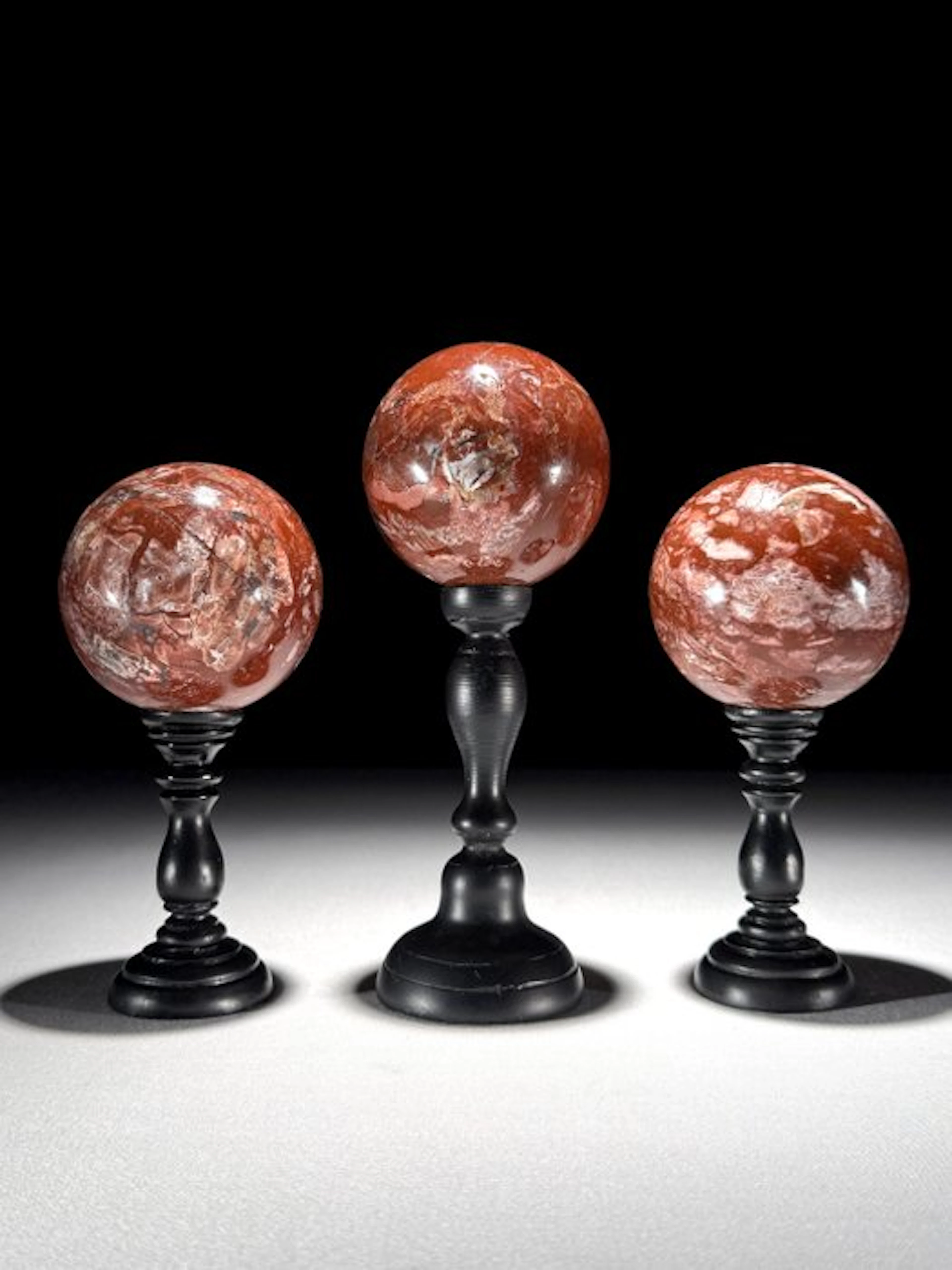 NO RESERVE PRICE - Wonderful set of 3 Red Jasper Spheres...