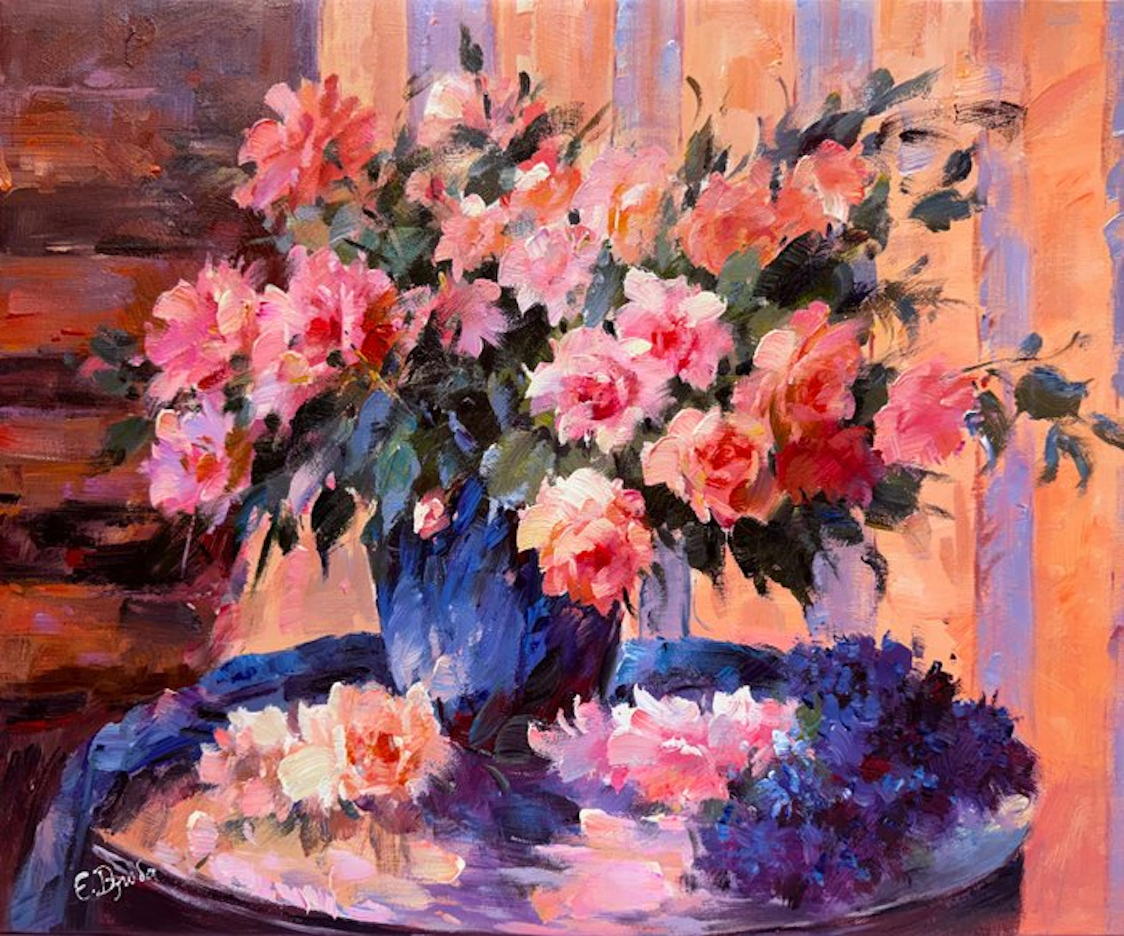 Ekaterina Dzuba (1982) - Bouquet de Pivoines Roses aux...
