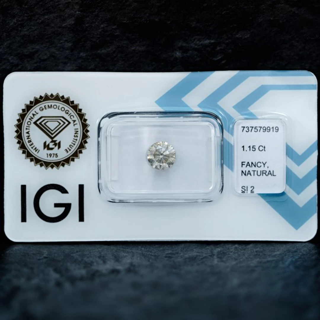 1 pcs Diamond (Natural coloured) - 1.15 ct - Round...