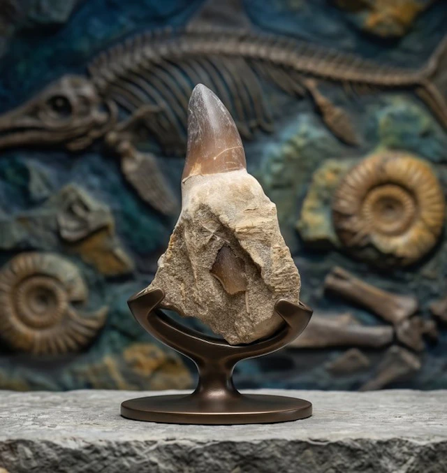 Mosasaur - Fossil tooth - Mosasaurus sp. (No reserve price)