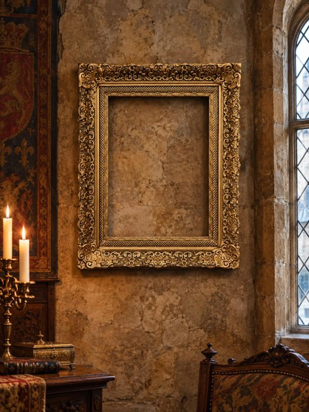 Frame - 282. Antique gold-gilt picture frame. For painting 42×32 cm