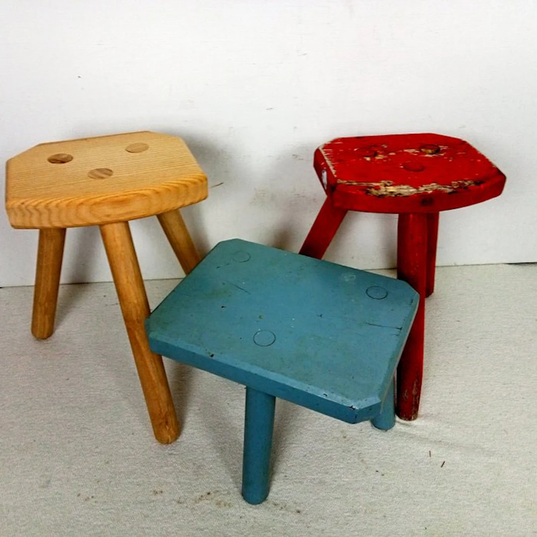 Stool (3) - Oak, Essen - Three (milk) stools