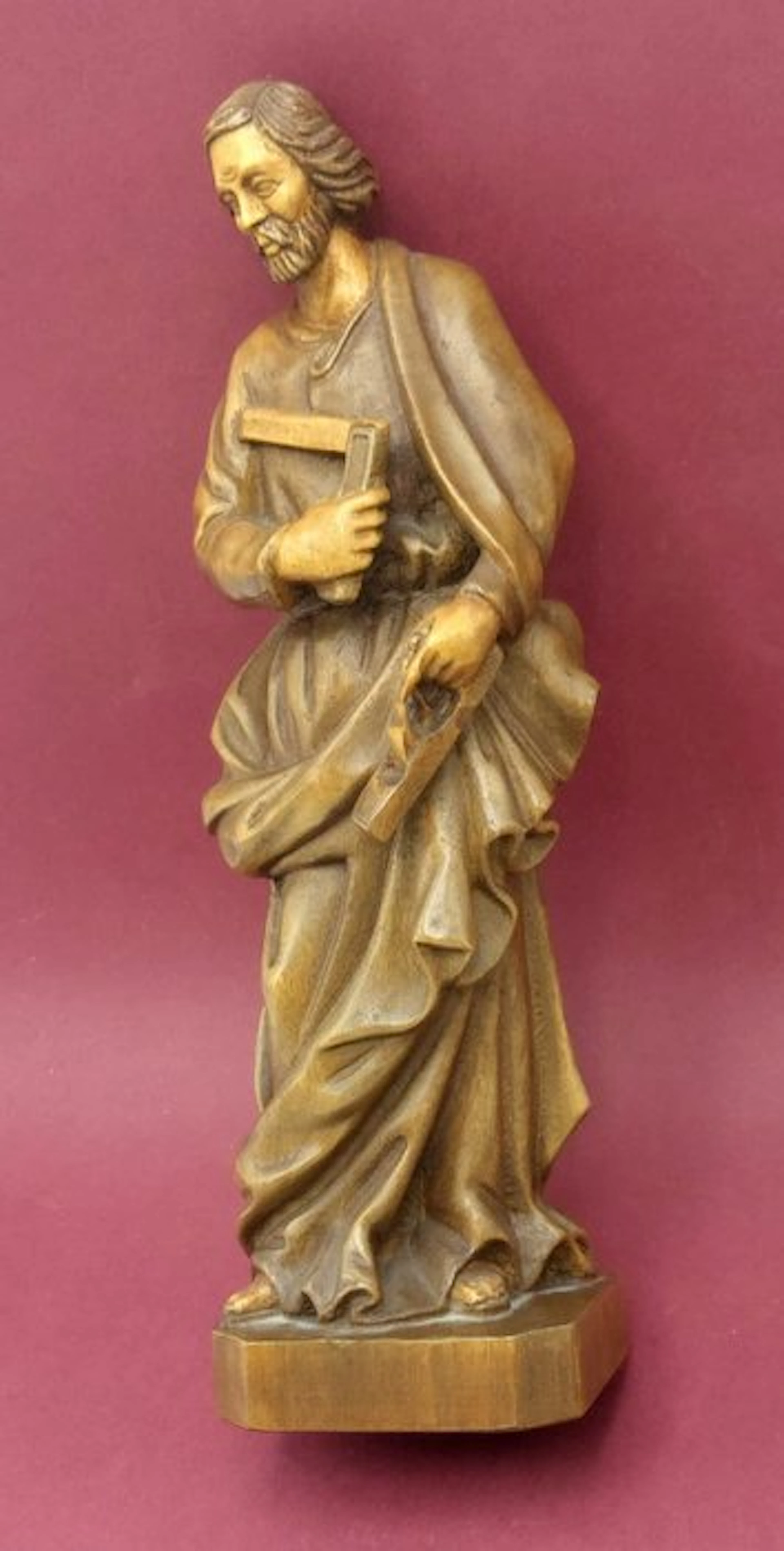 Sculpture, San José carpintero - 30 cm - Carved wood in its natural color.