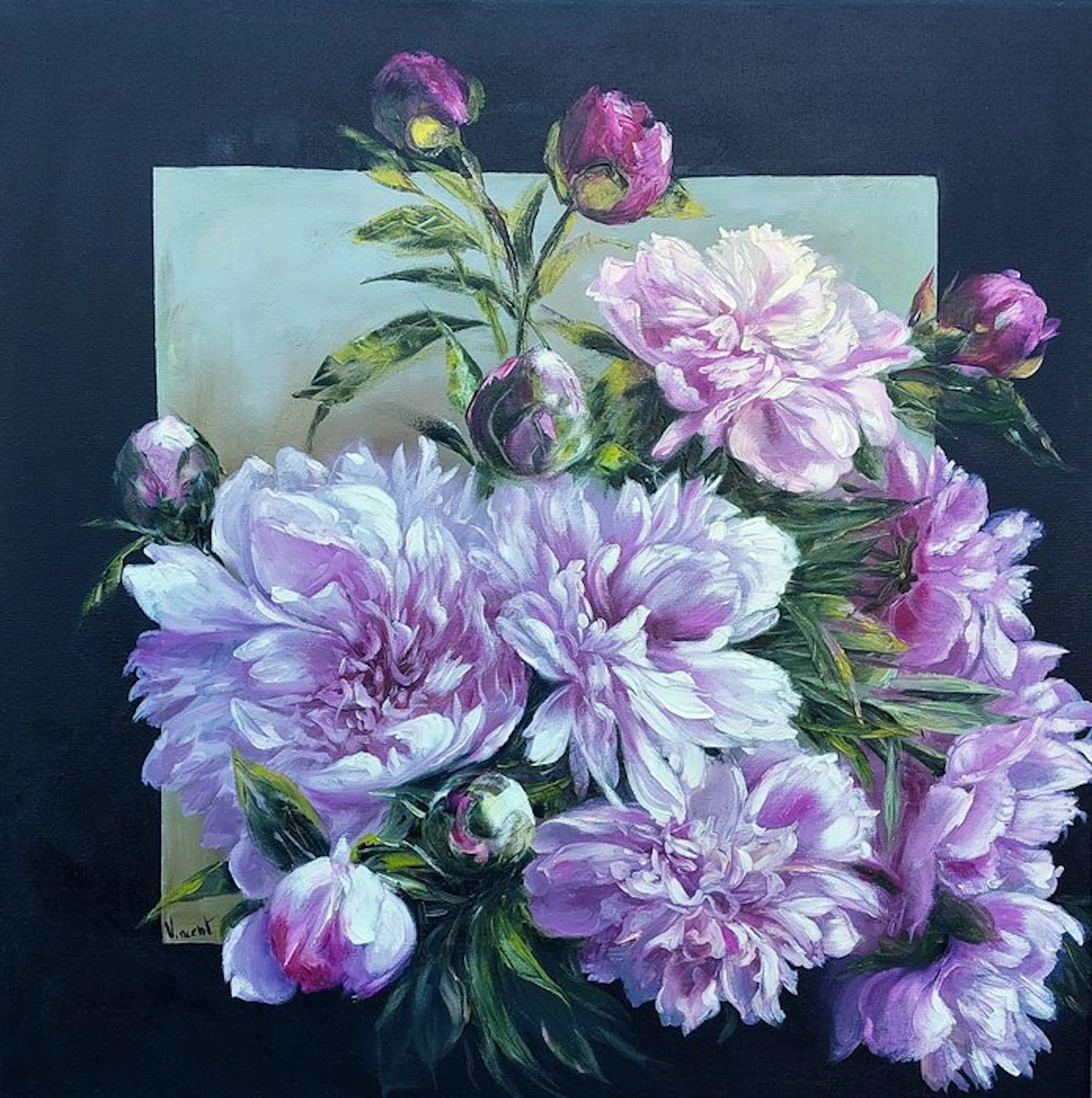 Vincent (XXI) - Peonie in cornice nera