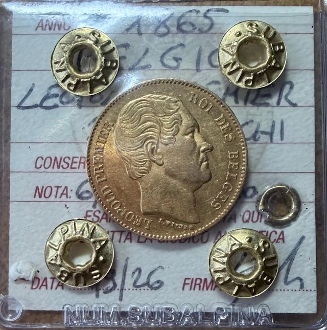 Belgium. Leopold I. 20 Francs 1865
