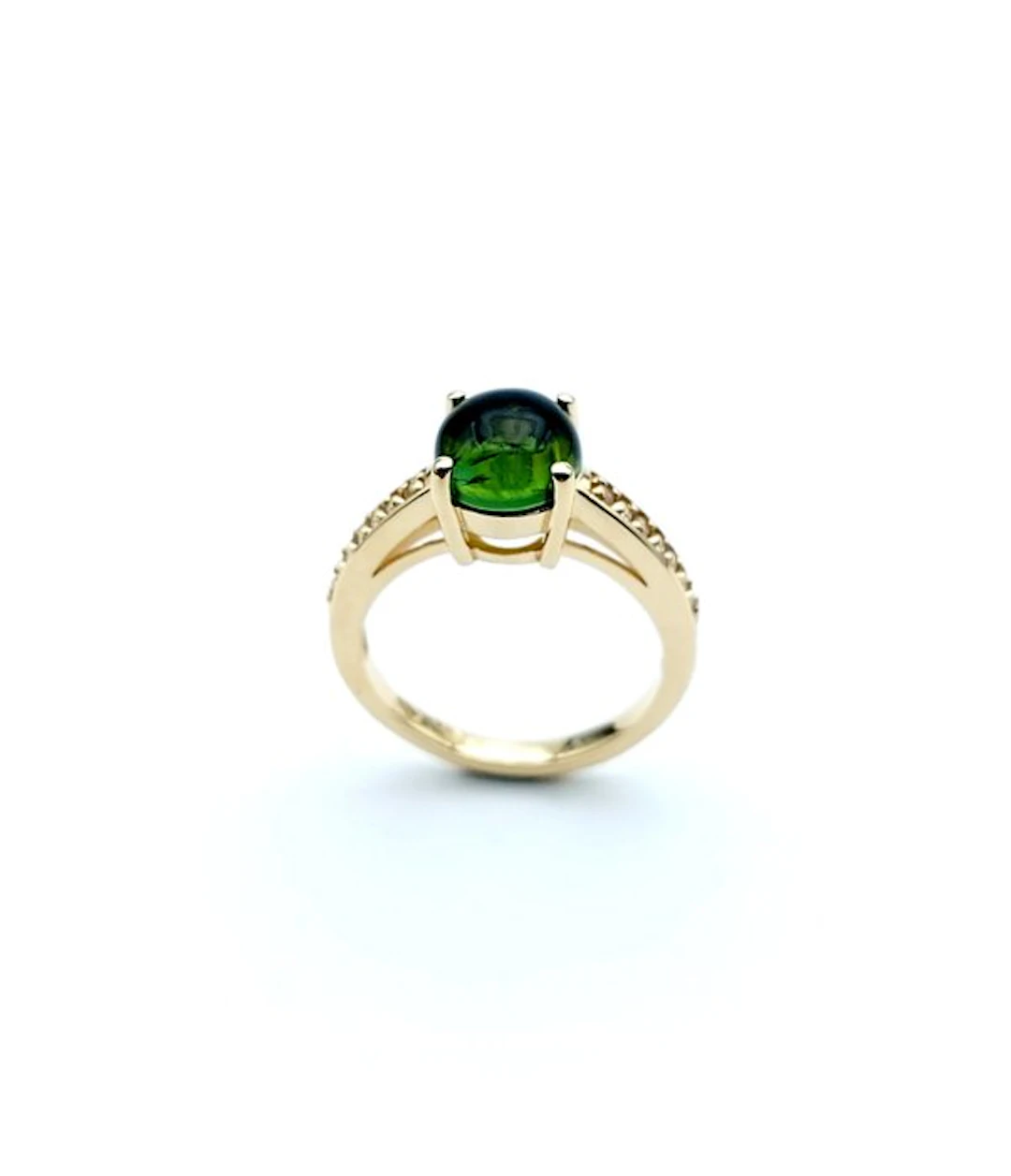 Ring - 14 kt. Yellow gold Tourmaline - Diamond