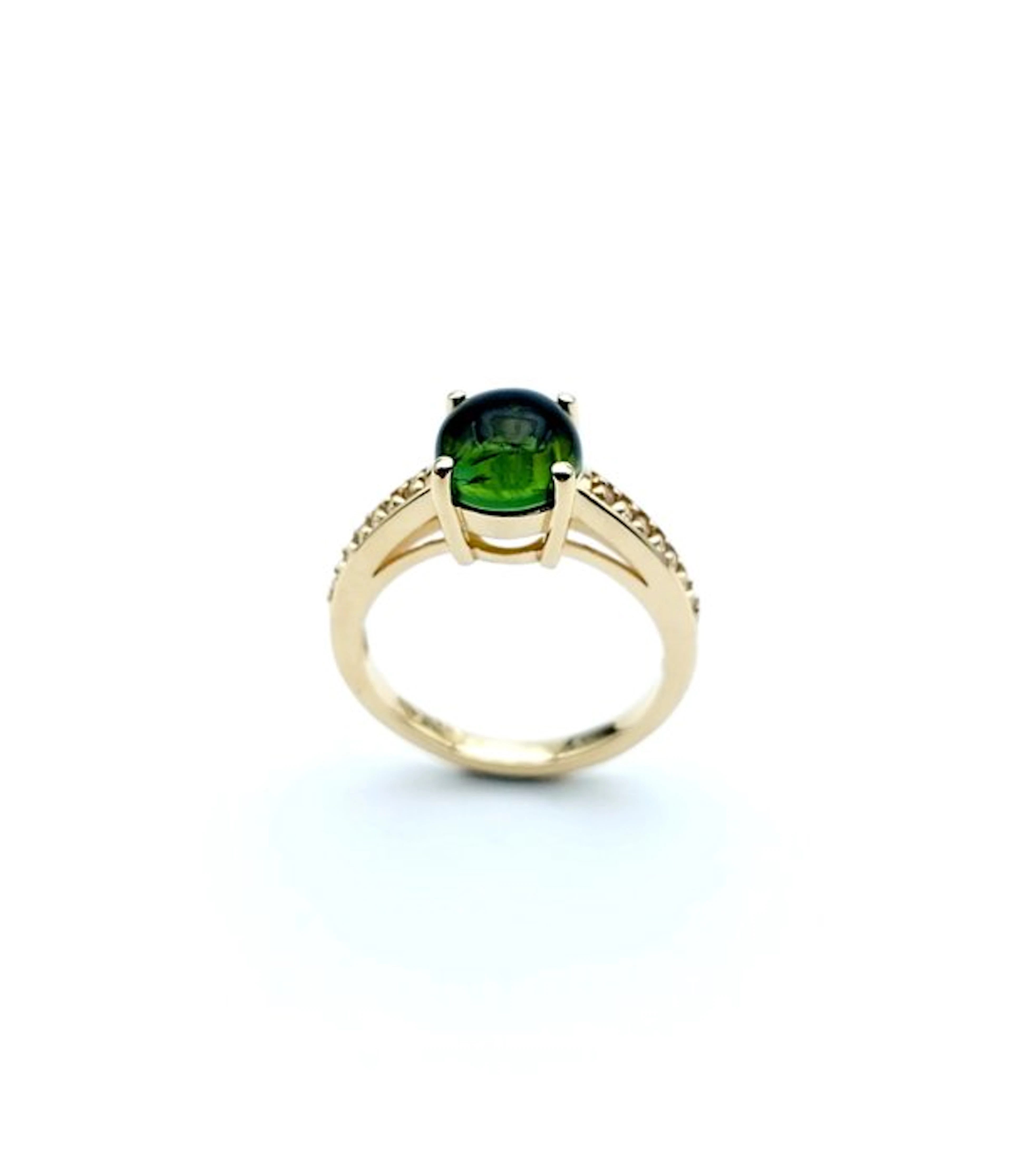 Ring - 14 kt. Yellow gold Tourmaline - Diamond
