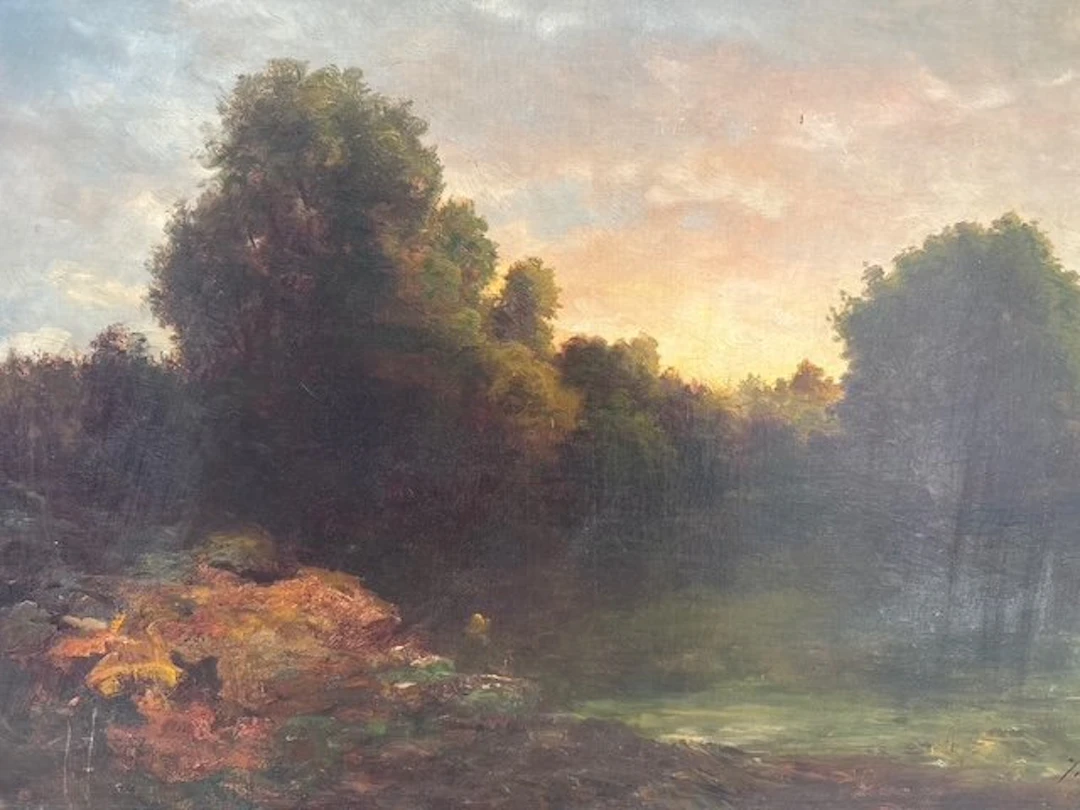 Scuola italiana (XIX), Firmato Innocenti - Paesaggio boschivo