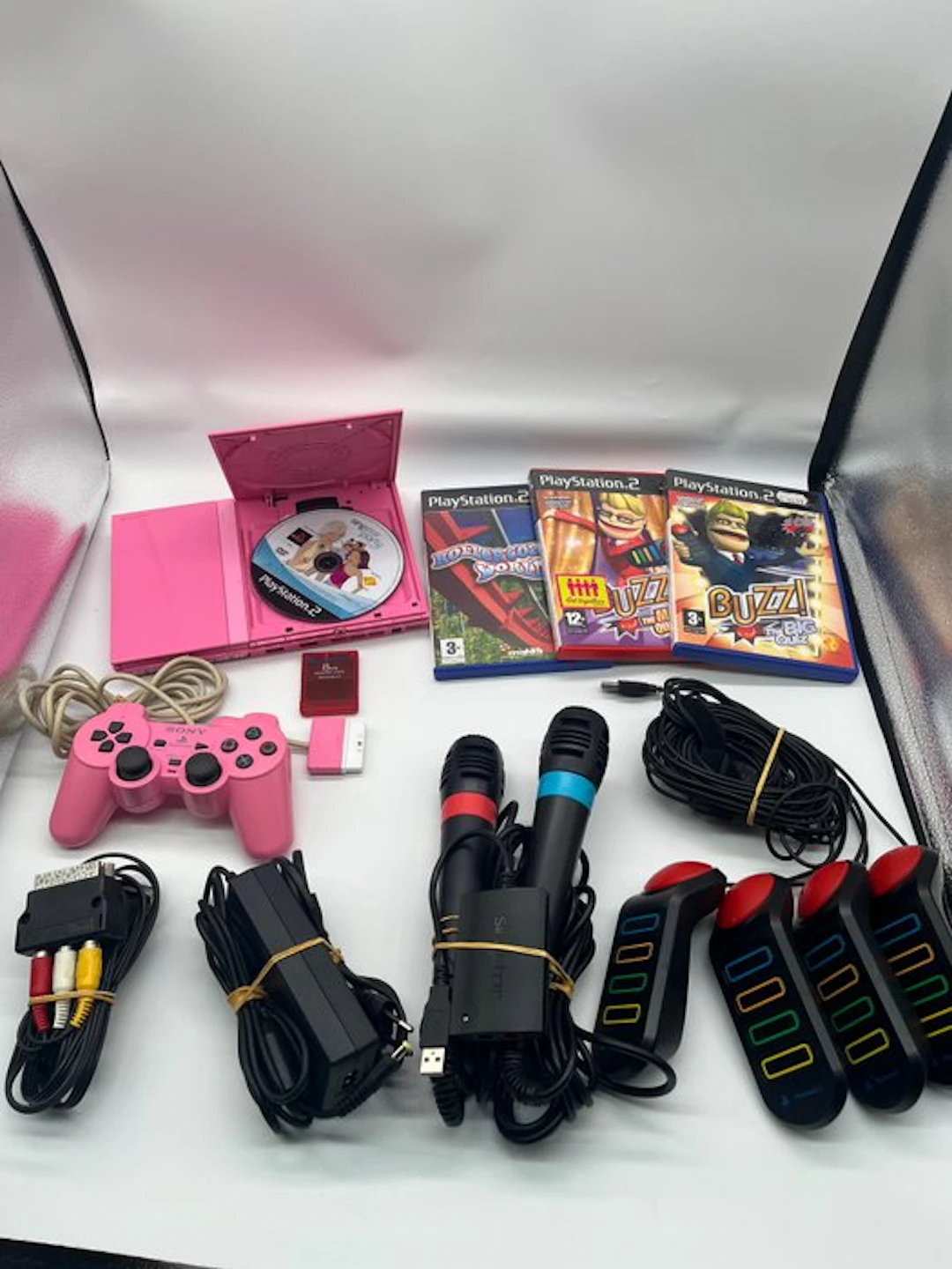 Sony - Playstation 2 (PS2) - Pink Slim Edition - 4 Games...