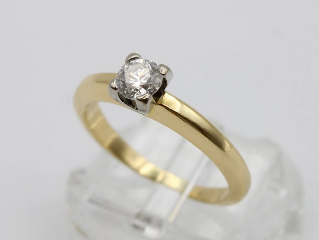 Ring - 18 kt. Yellow gold, White gold - 0.50ct. tw. Diamond (Natural)