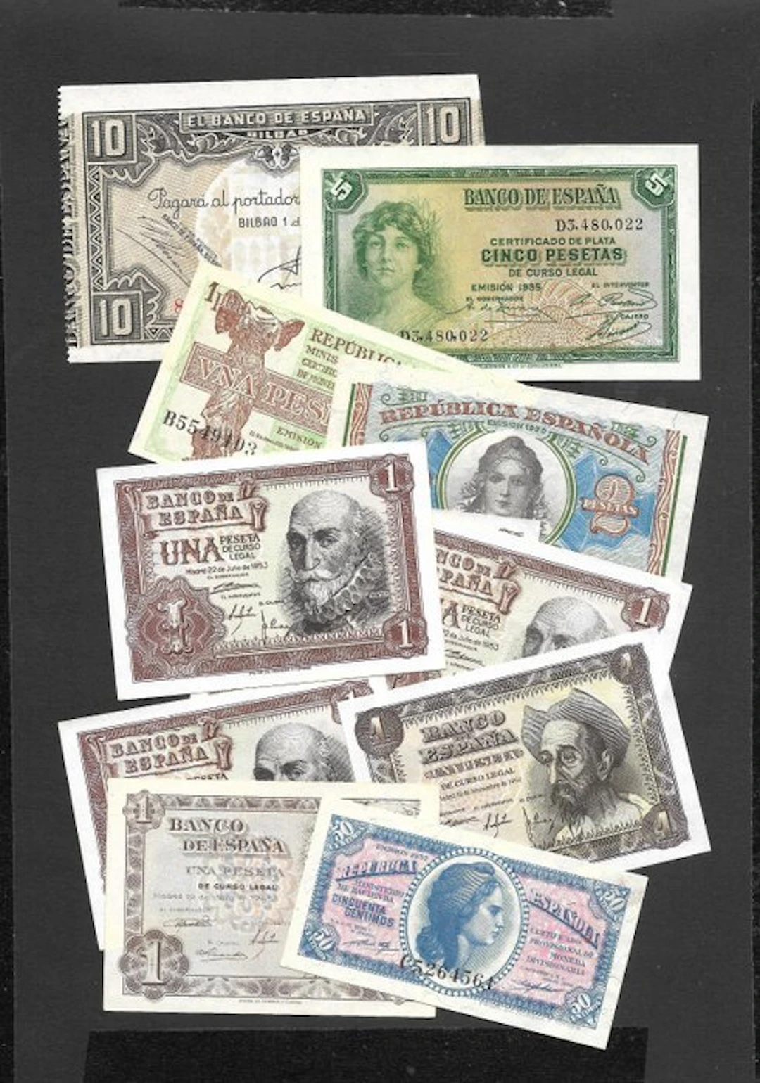 Spain. - 11 Banknotes - various dates (No reserve price)