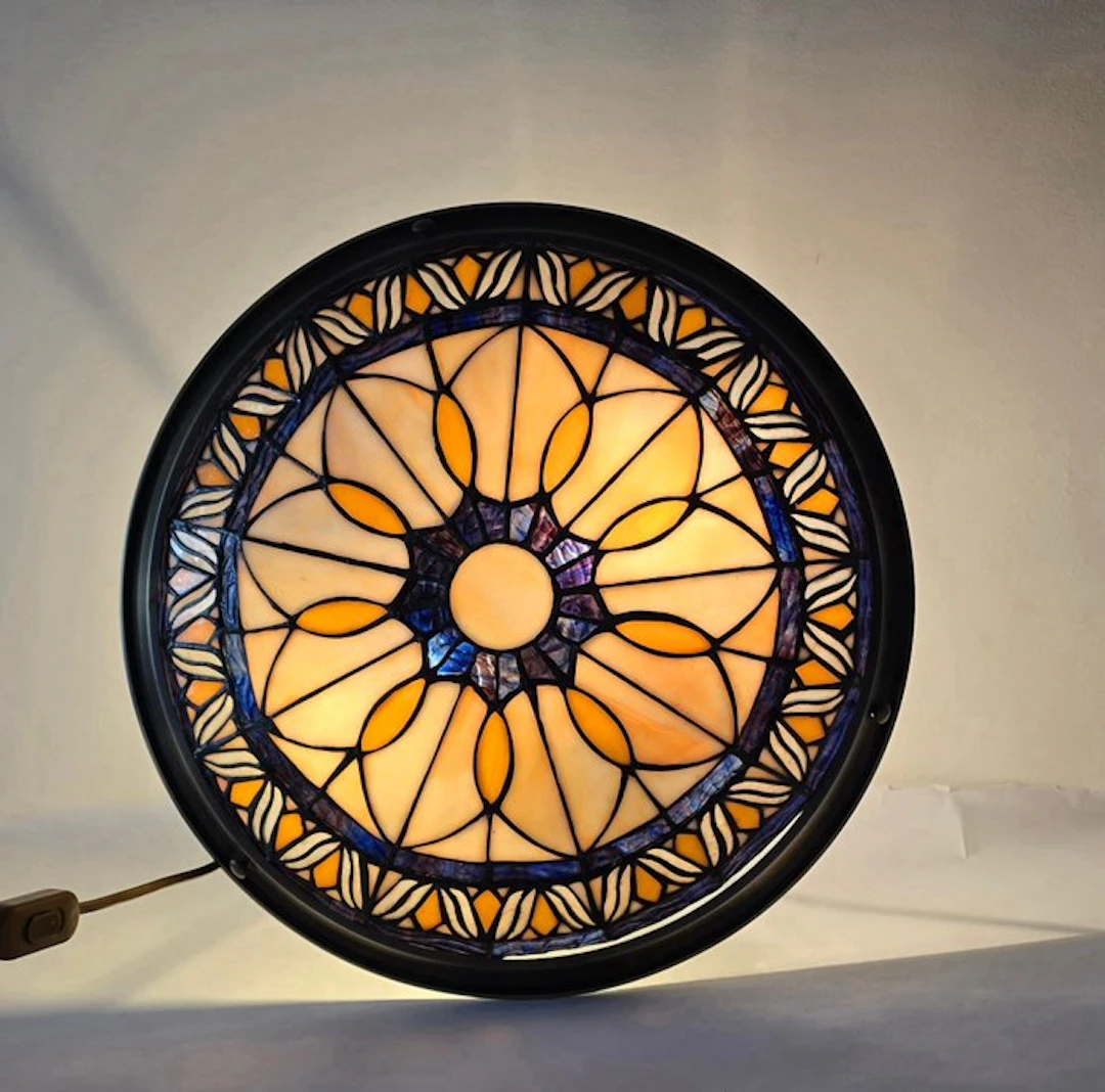 Tiffany stijl plafonnière / plafondlamp - Hanging lamp - Stained glass