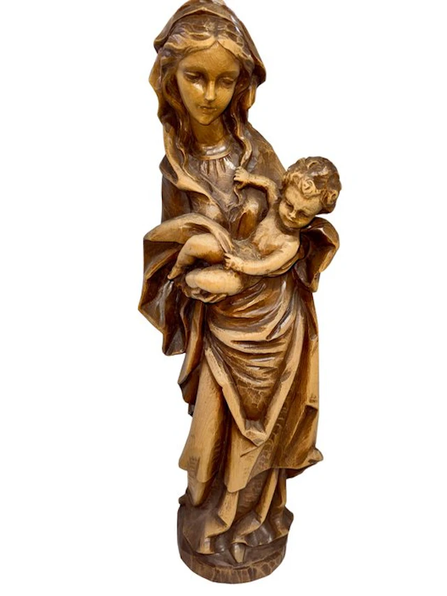 Sculpture, Madonna met Kind - 51 cm - Limewood