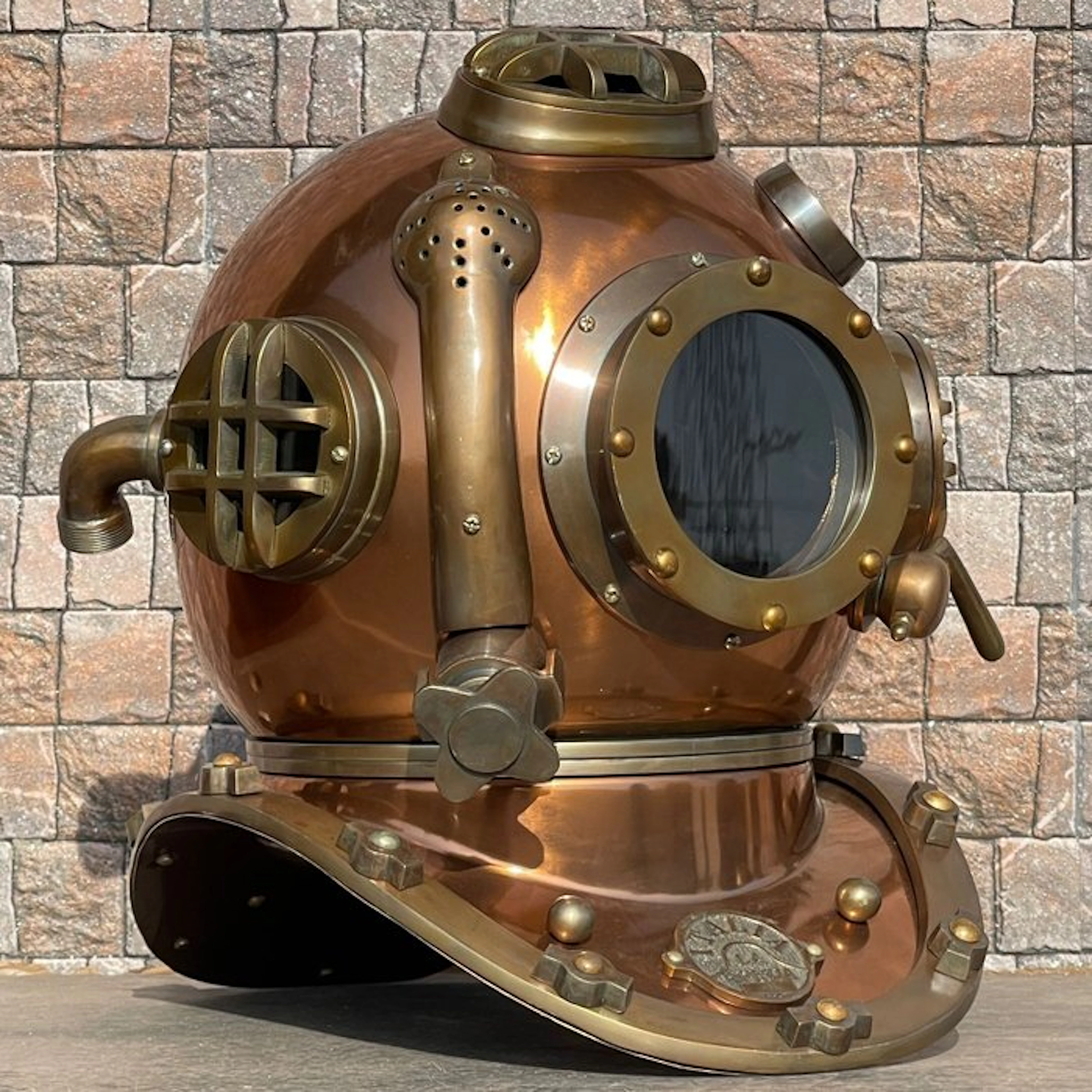 Diving helmet - XXL Nautische Duikhelm ITALIA La Spezia - Enamel, Steel, Brass