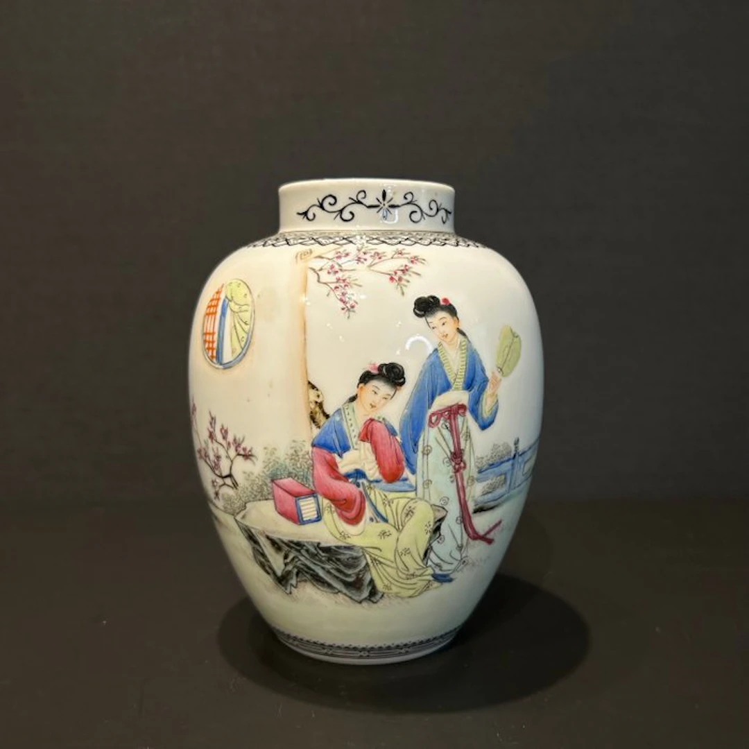 Vase - Porcelain - China - Family rose lamp vase