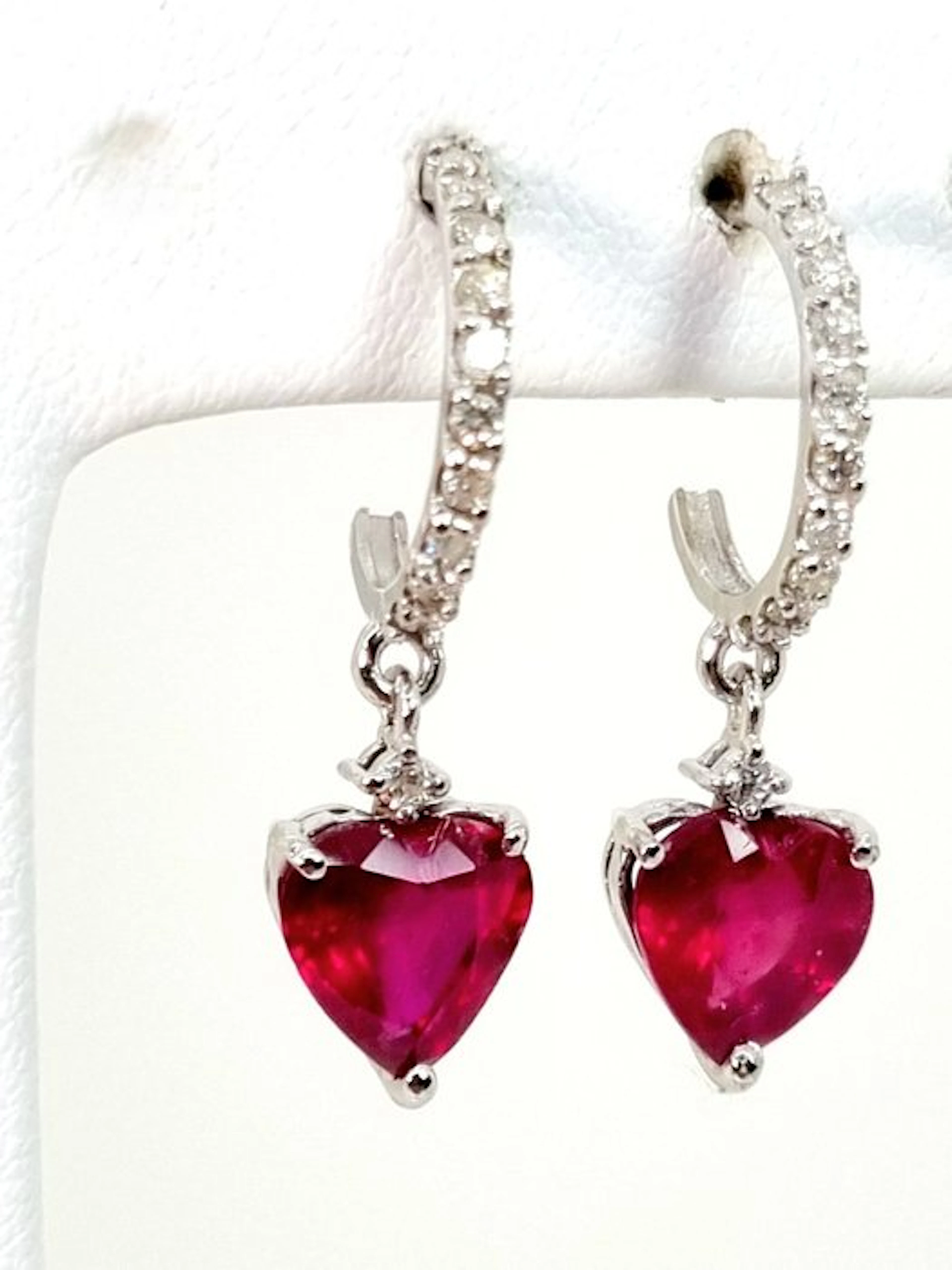 Earrings - 18 kt. White gold Ruby - Diamond
