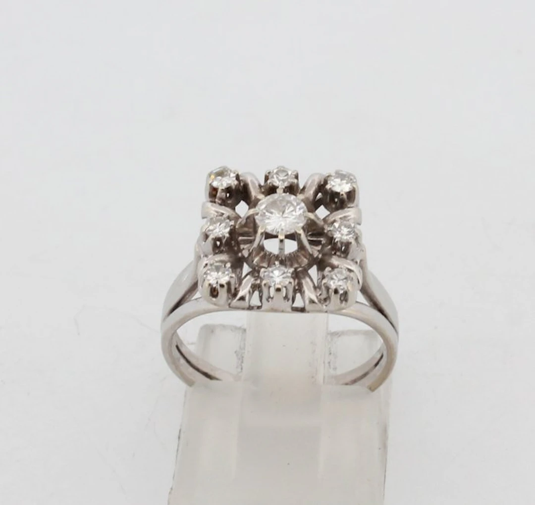No reserve price - Ring - 18 kt. White gold Diamond (Natural) - Diamond