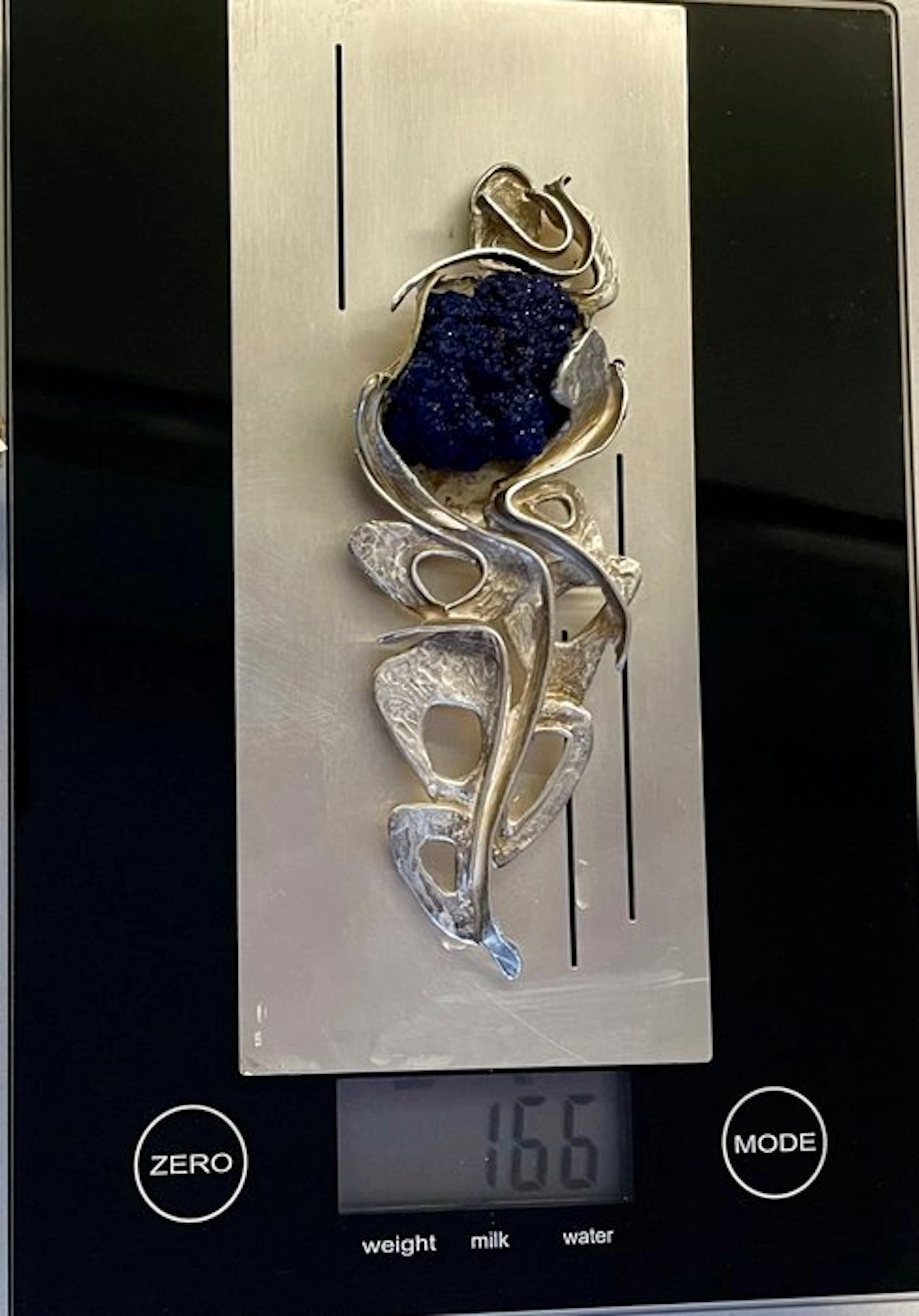 Sculpture, Fiore di azzurrite - 17 cm - .925 silver - 2011