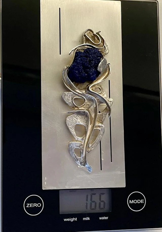 Sculpture, Fiore di azzurrite - 17 cm - .925 silver - 2011