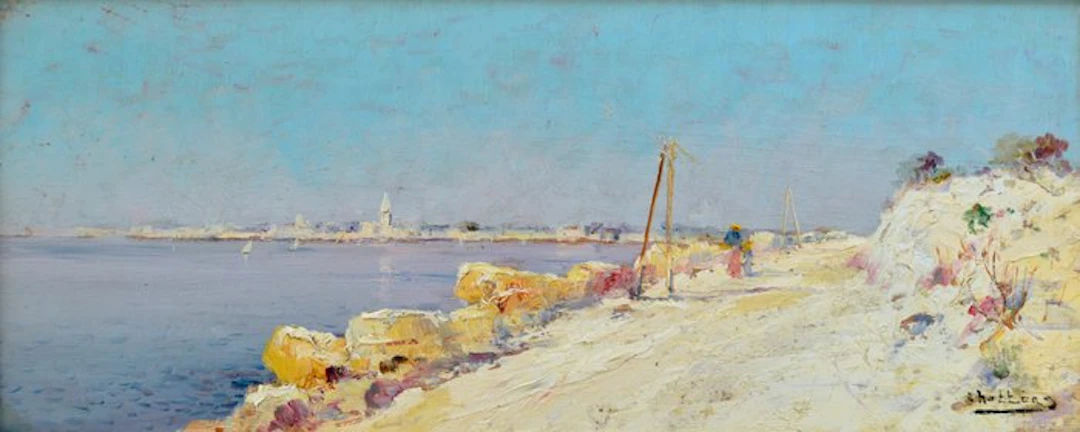 Louis Nattero (1870-1915) - La route blanche le long de l'étang de Berre