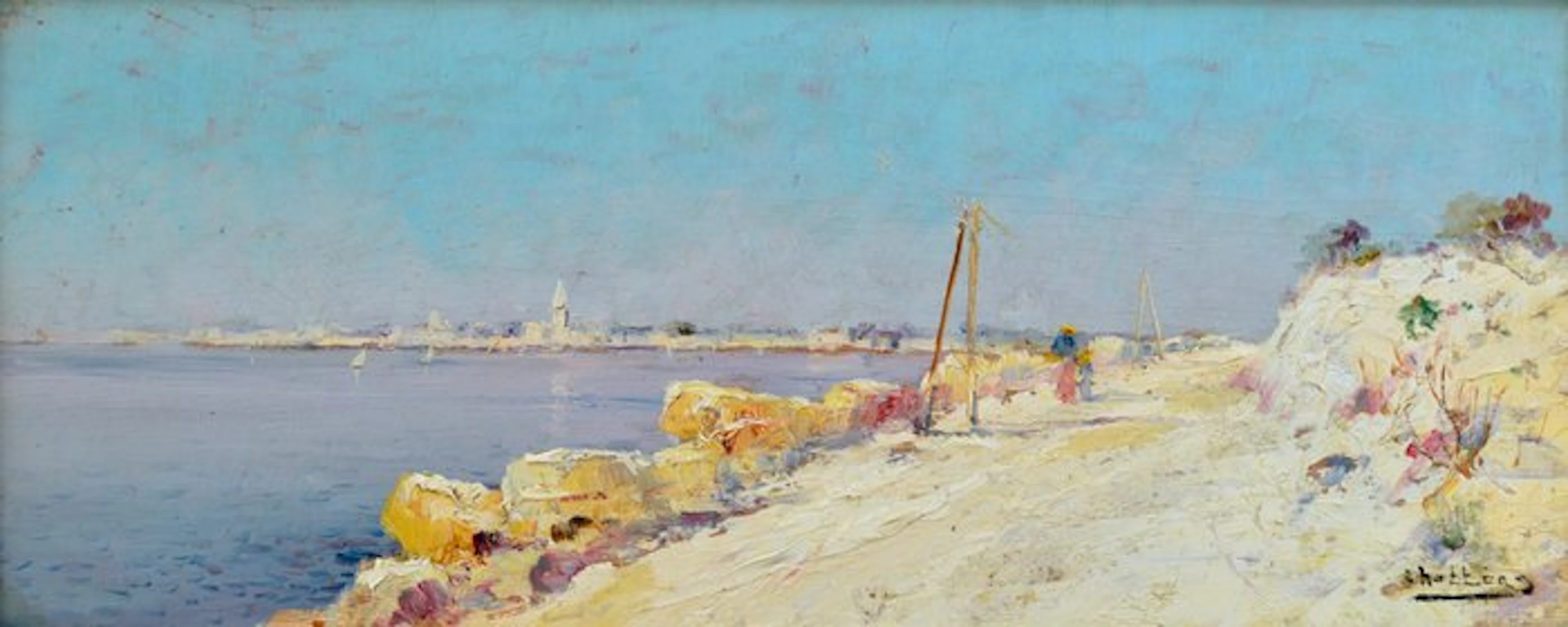 Louis Nattero (1870-1915) - La route blanche le long de l'étang de Berre