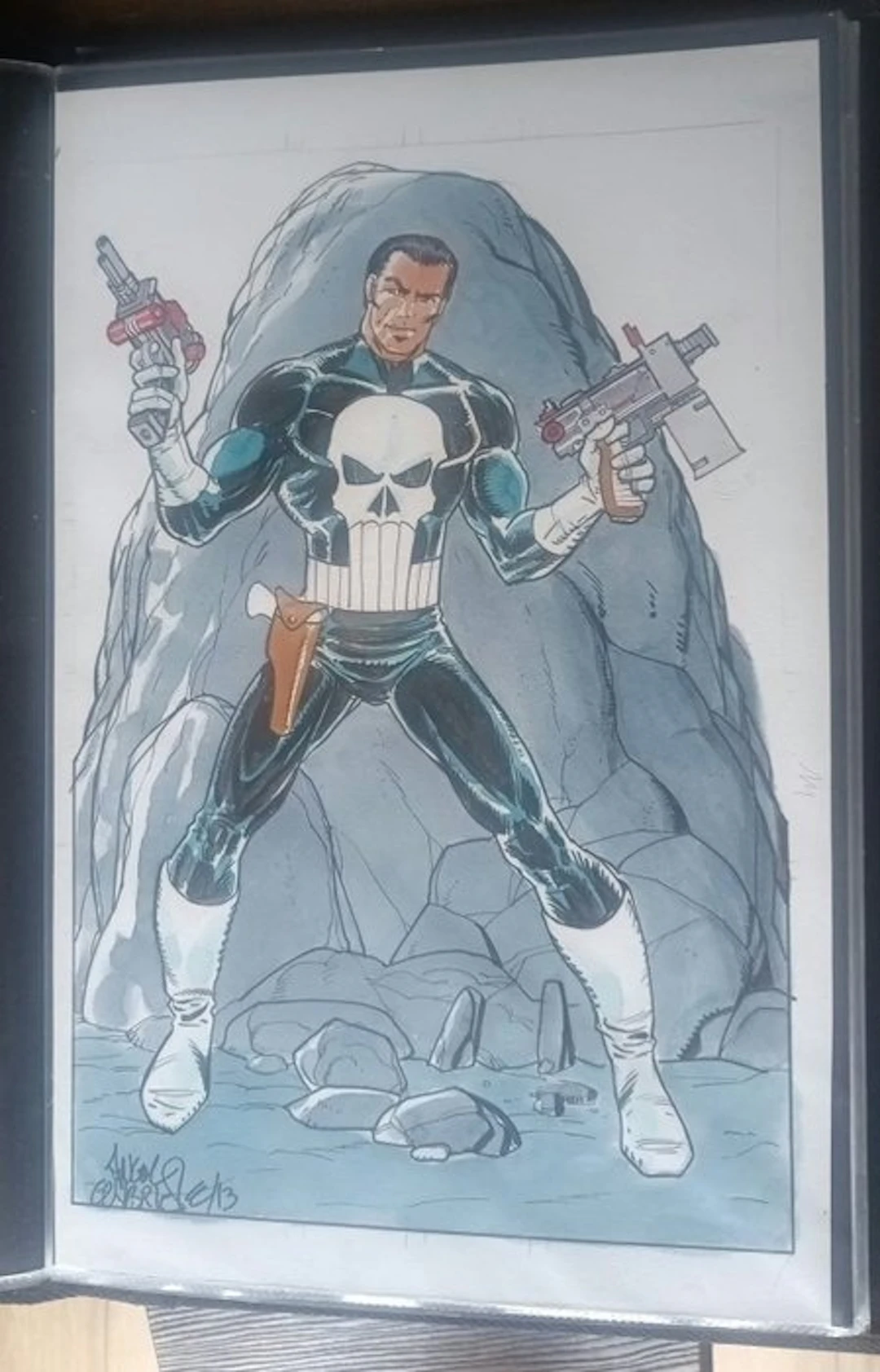 Angel Gabriele - 1 Original colour drawing - The Punisher - Superbe peinture