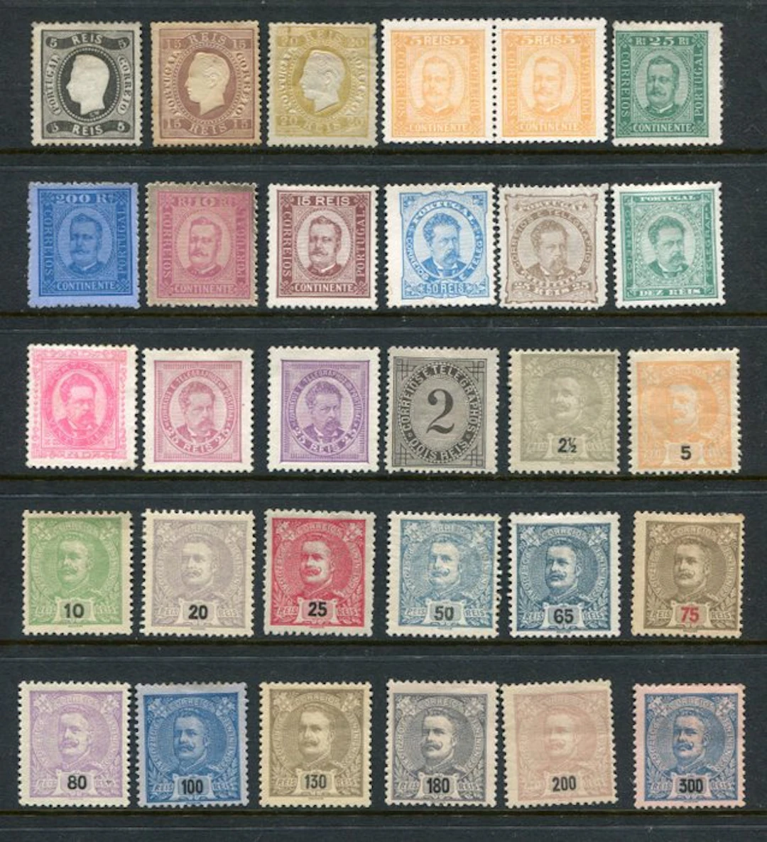 Portugal 1862/1910 - PORTUGAL 1862-1910 MH (original Gum) Lot to 500r 55 Stamps