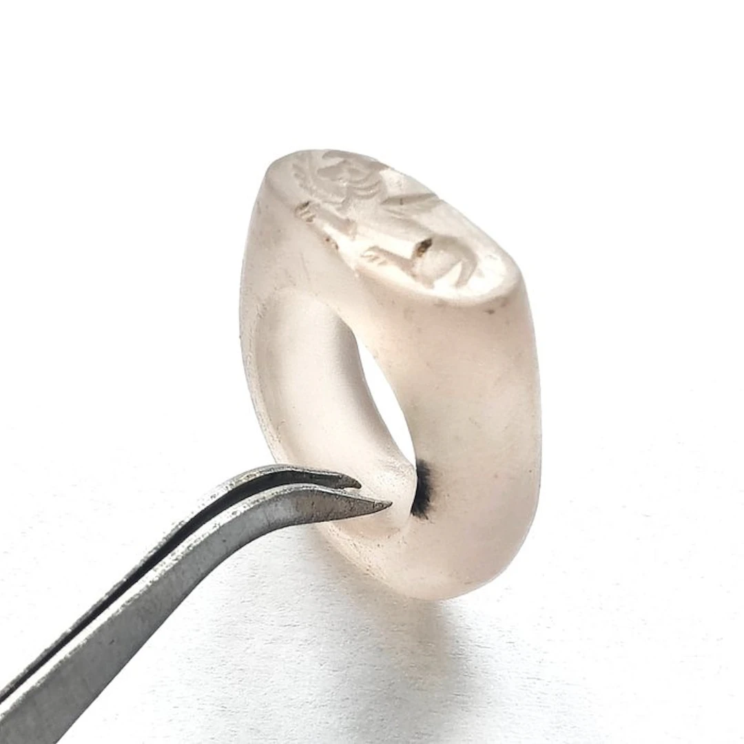 Silk Road, Central Asian Agate Ring with Winged Mythical Horse Intaglio - 26 mm