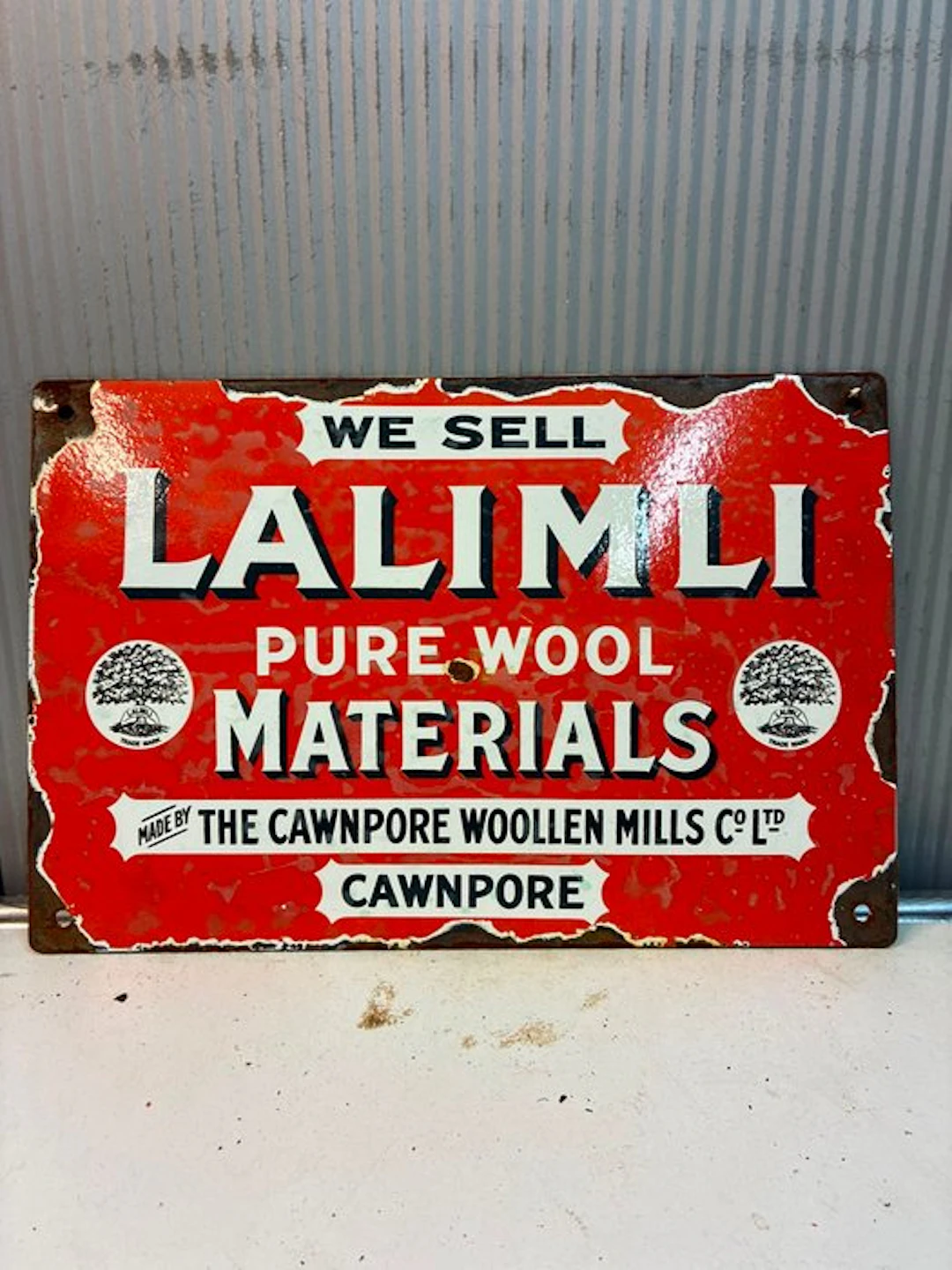 Vintage reclamebord ‘We Sell Lami Pure Wool Materials’ –...