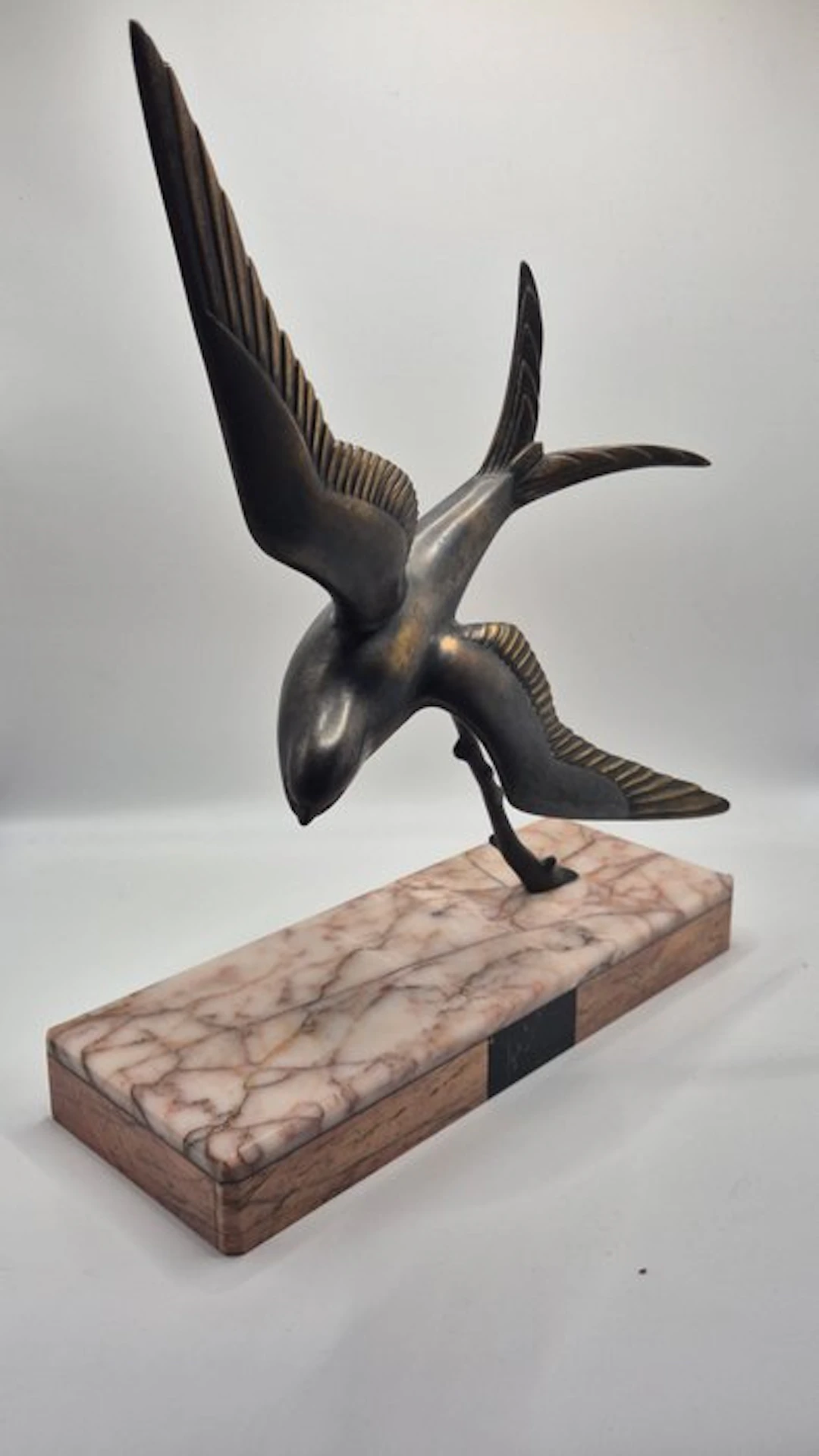 Irénée Rochard - Sculpture, Zwaluw in vlucht - 36 cm - Bronze - 1930