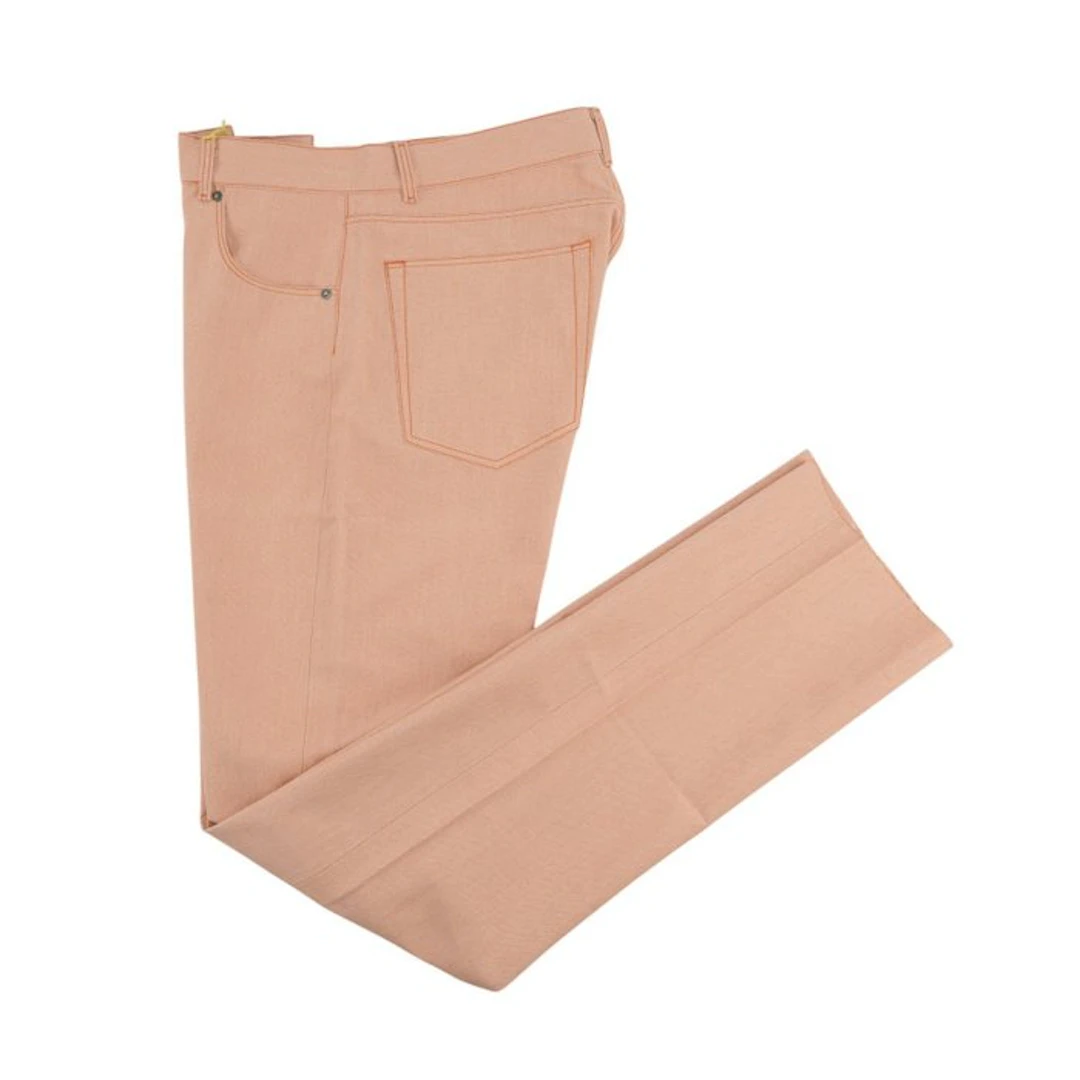 ETRO MILANO - 50 IT - Salmon Pink Cotton Denim Regular...