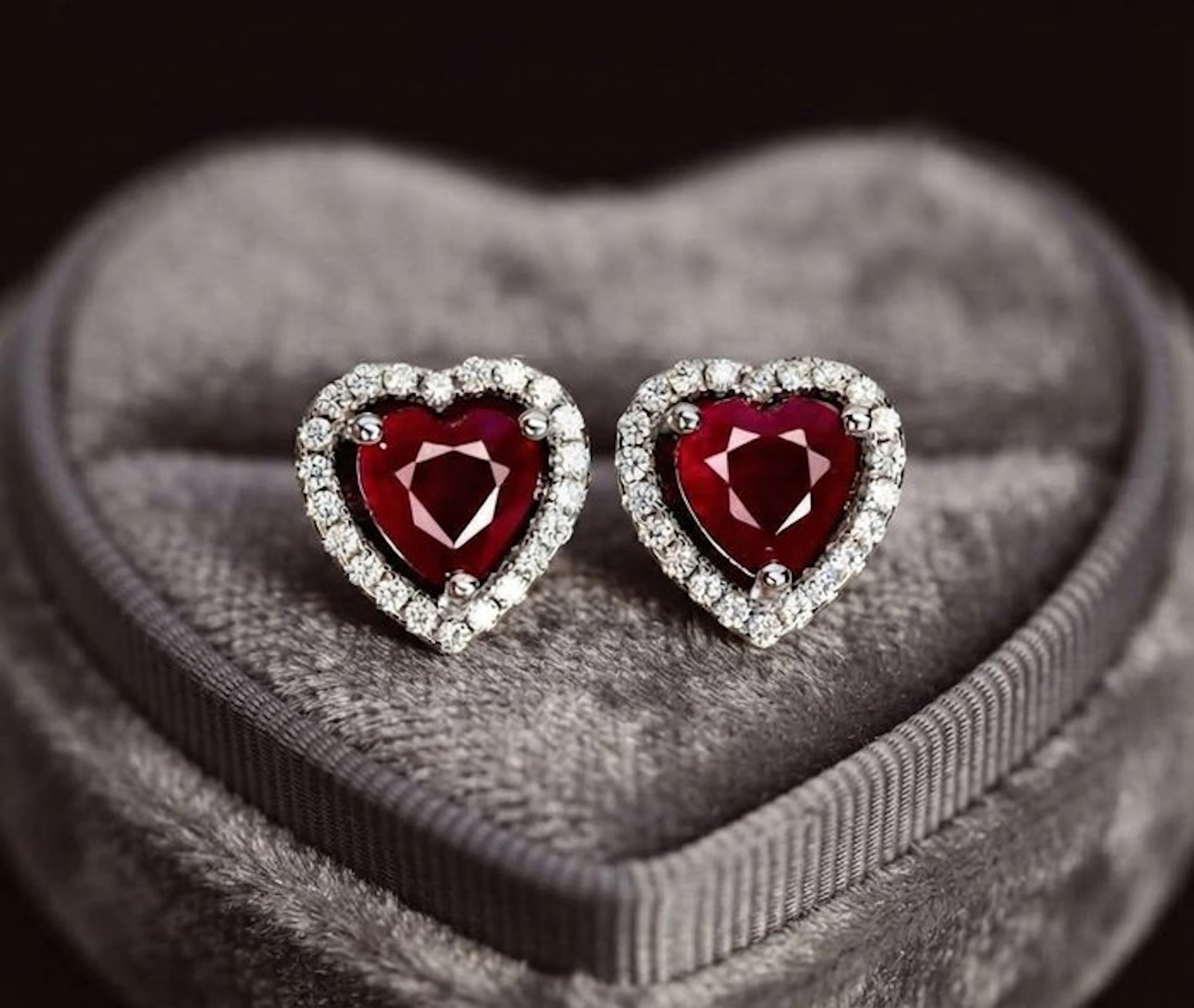 No reserve price - Earrings Silver - 2.00ct. tw. Ruby