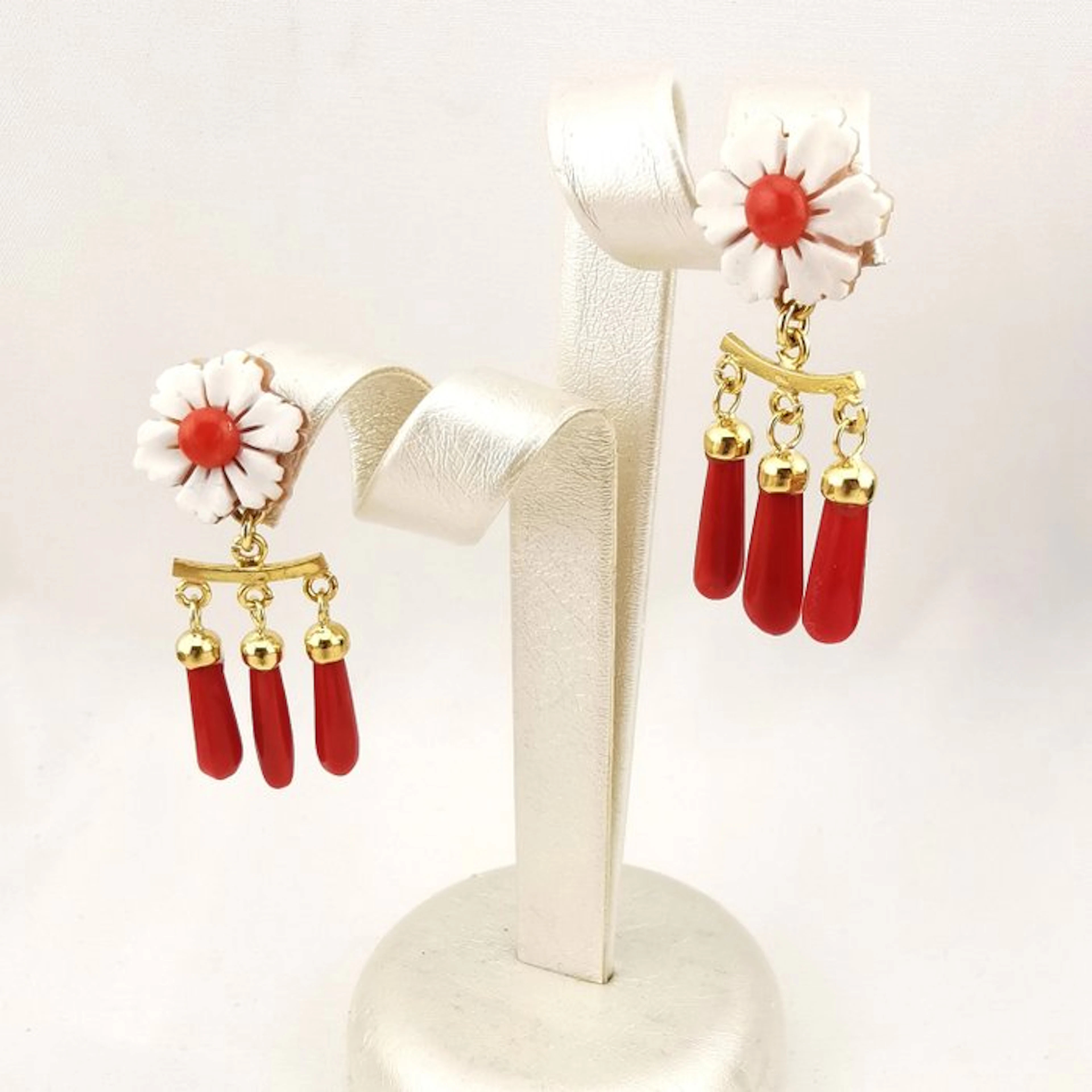 Coral - Sterling Silver 925 - Earrings - Italian craftsmanship