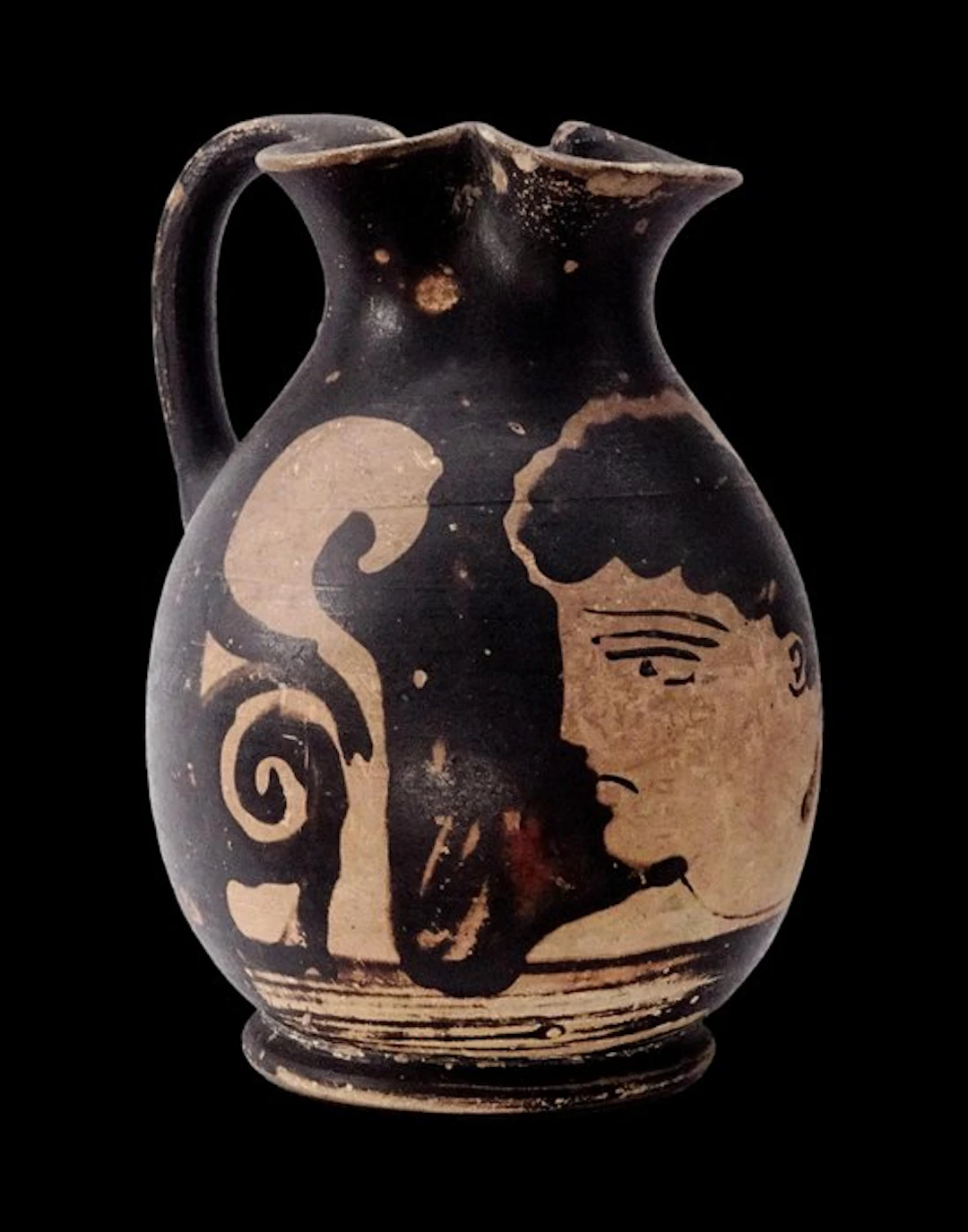 Ancient Greek Ceramic - Oenochoe with Red Figures - Young...