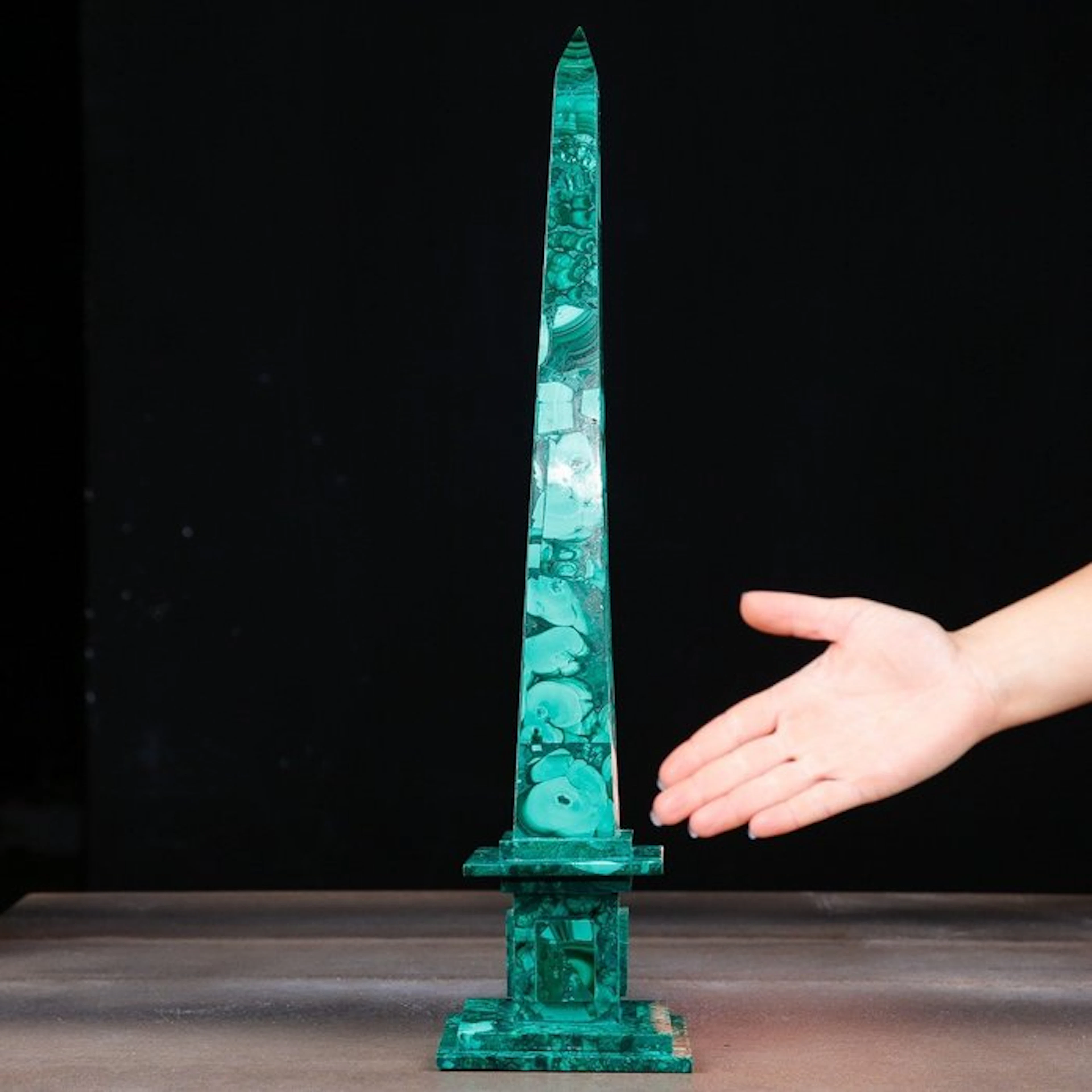 High-Quality Carved Congolese Malachite Obelisk...