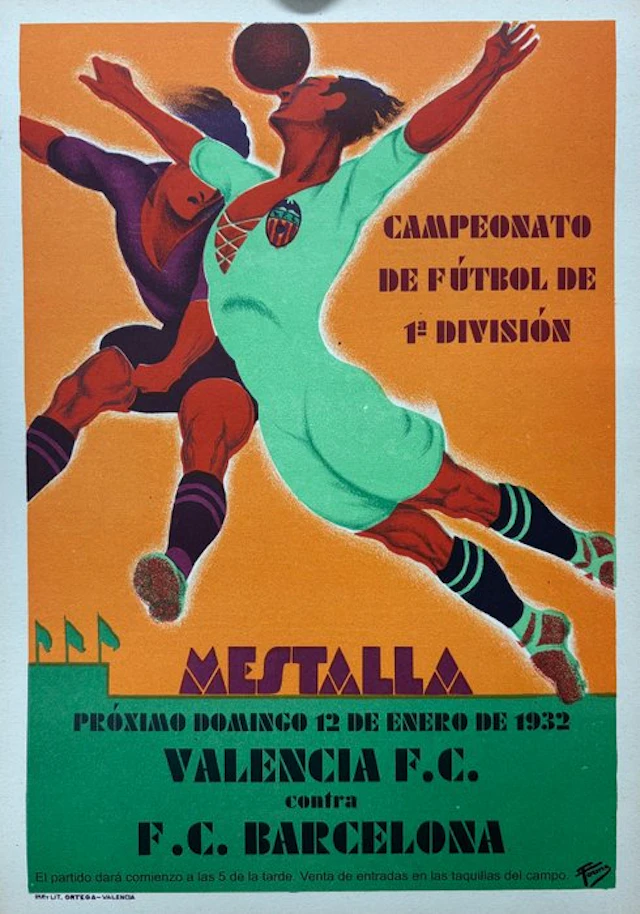 Tormo - Mestalla, Valencia F.C. vs F.C. Barcelona - Art decó - 1932 - 1930s