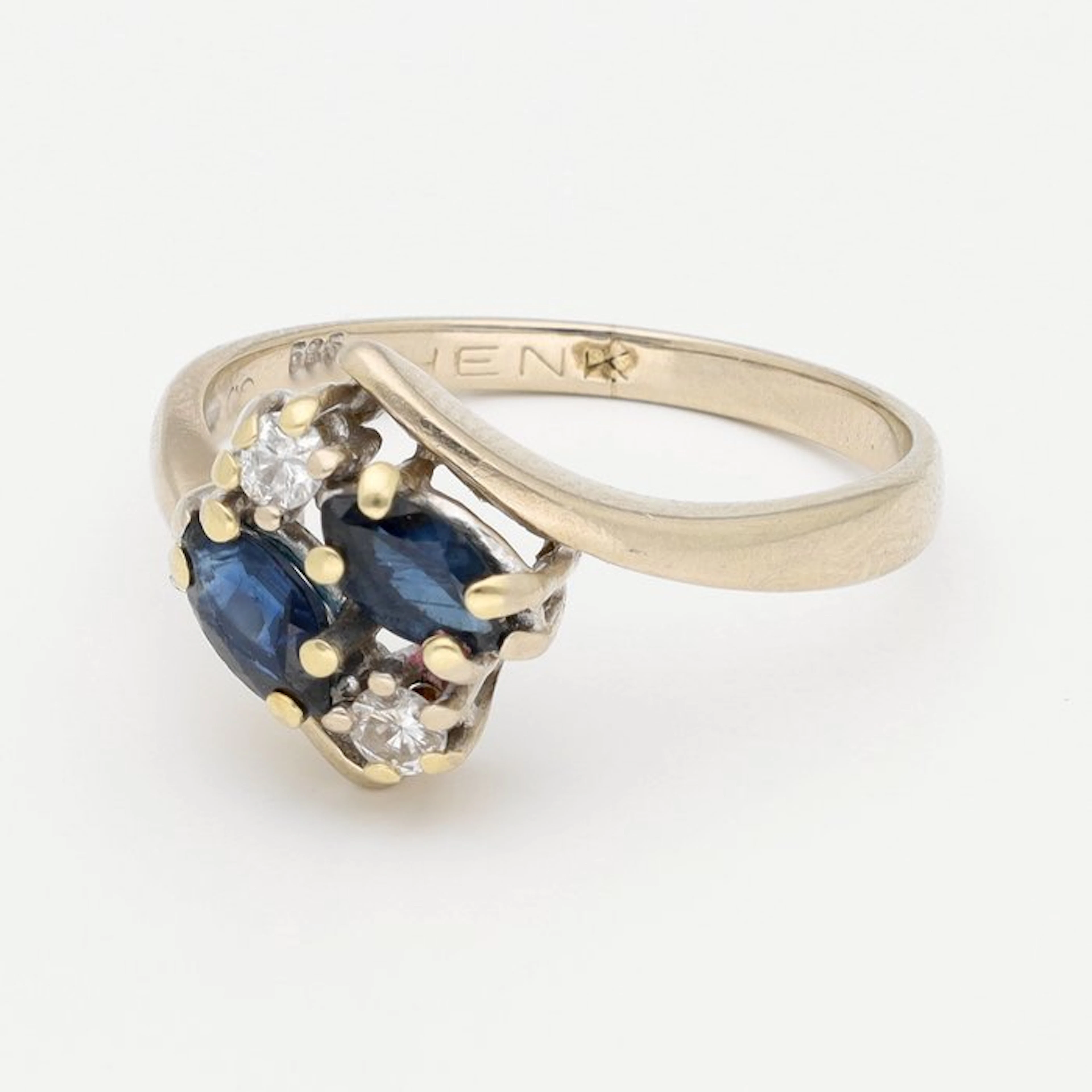 Ring - 14 kt. White gold Diamond (Natural) - Sapphire