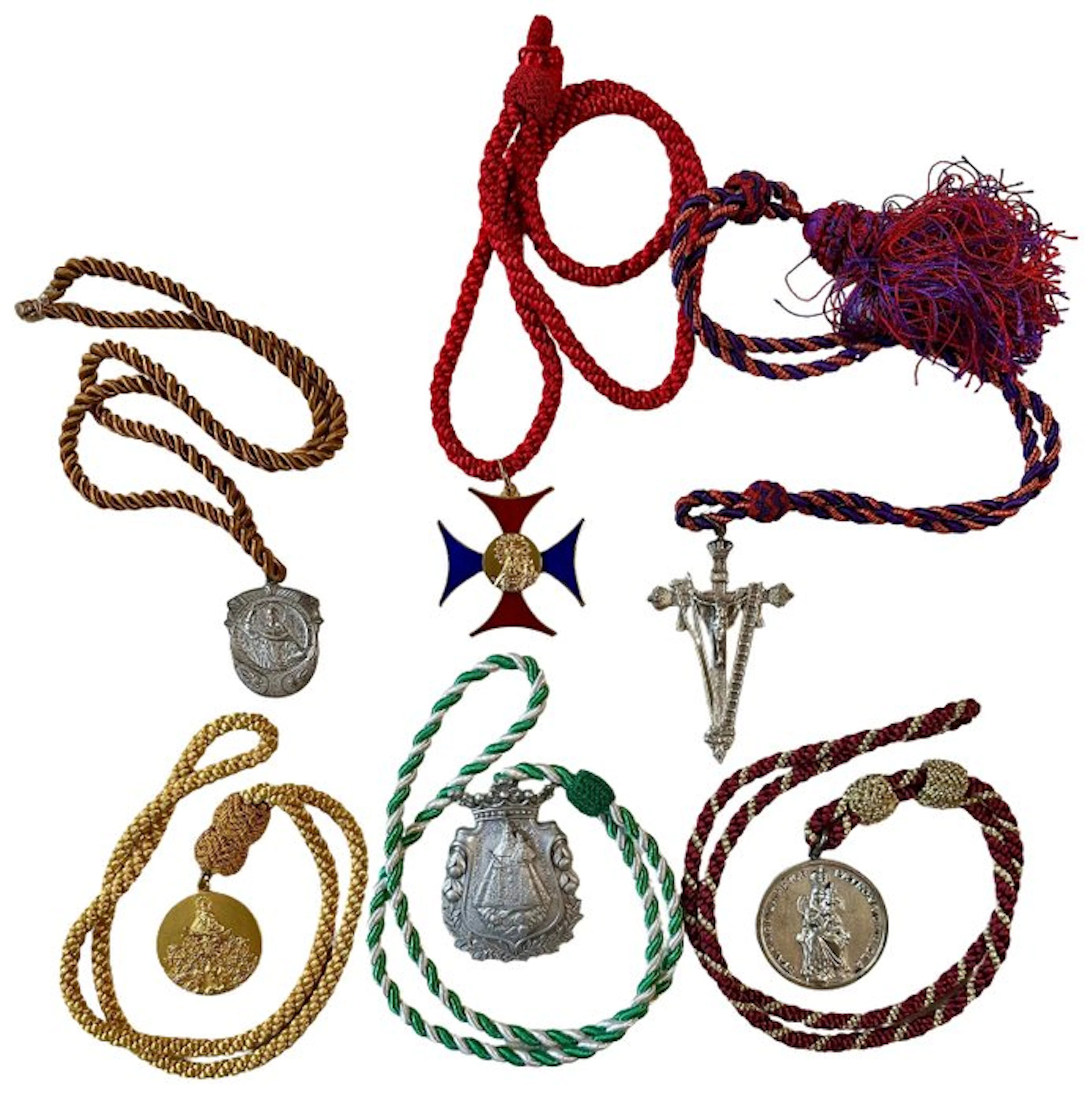 6 vintage devotional medallions from religious orders and...