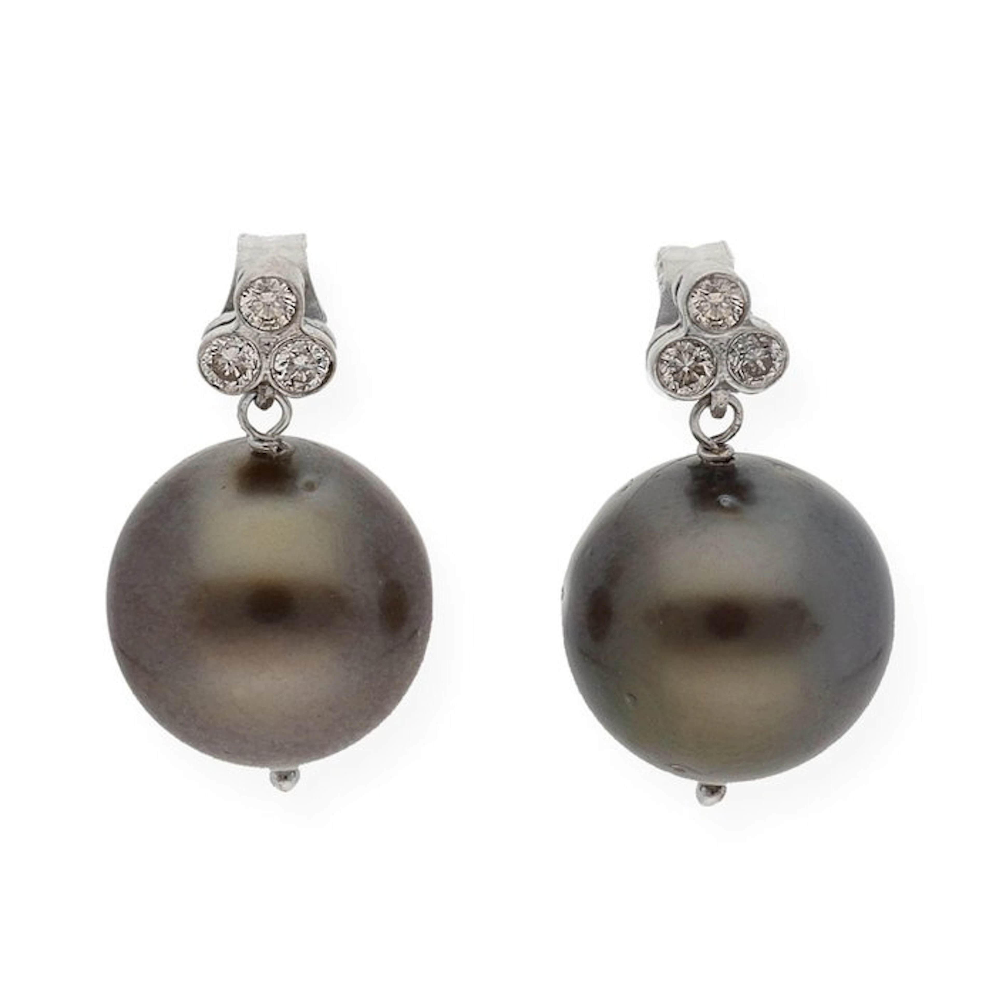 Earrings - 18 kt. White gold Diamond (Natural) - Pearl