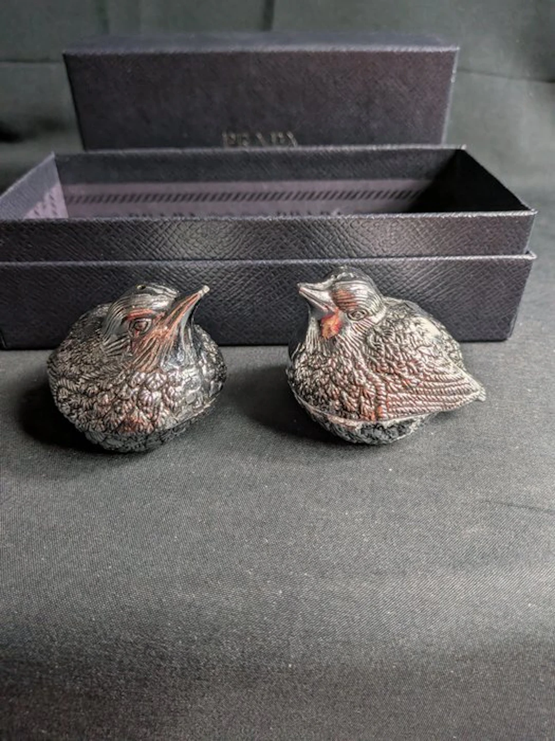 Salt cellar (2) - sparrows - Silverplated