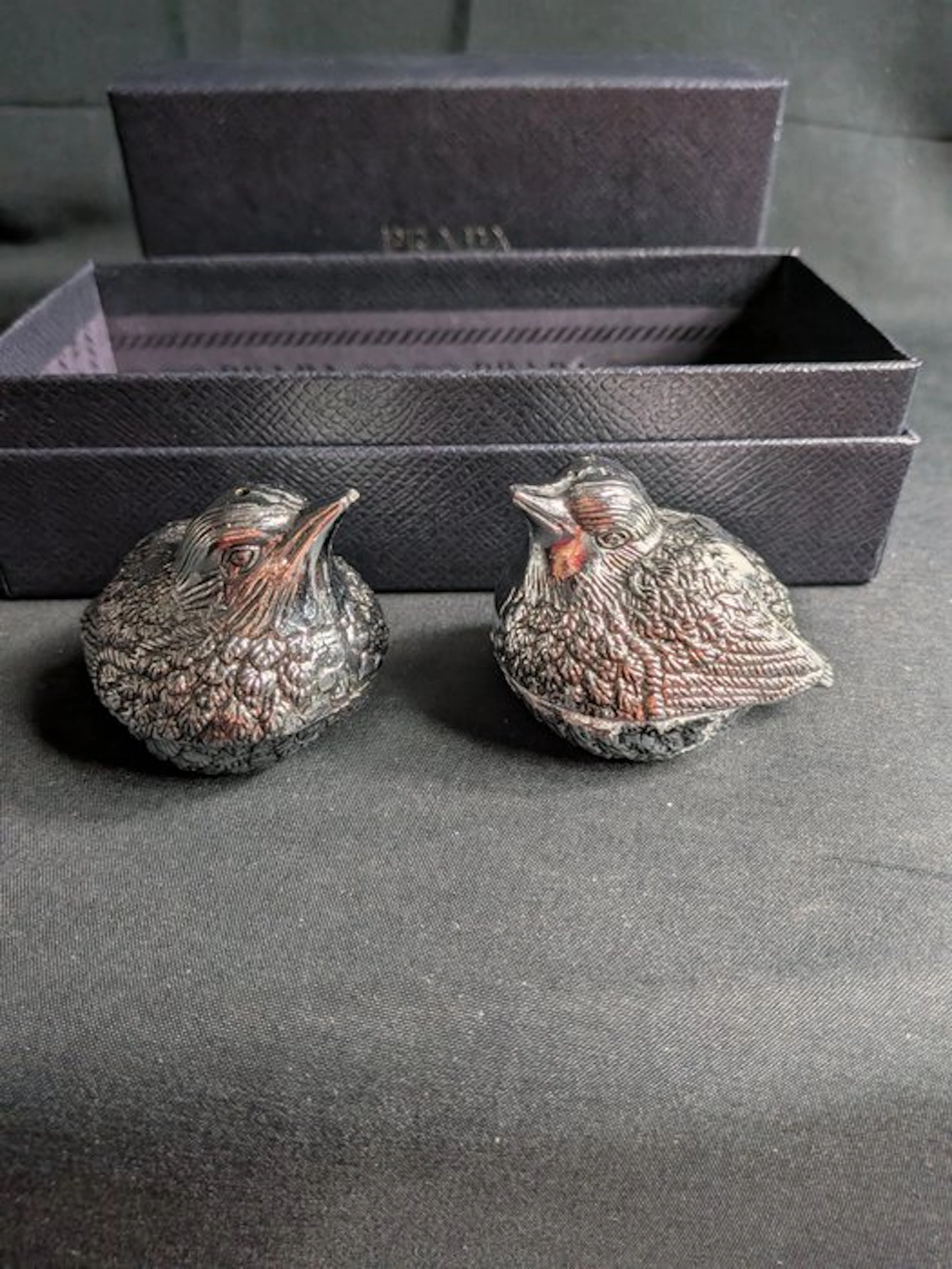 Salt cellar (2) - sparrows - Silverplated
