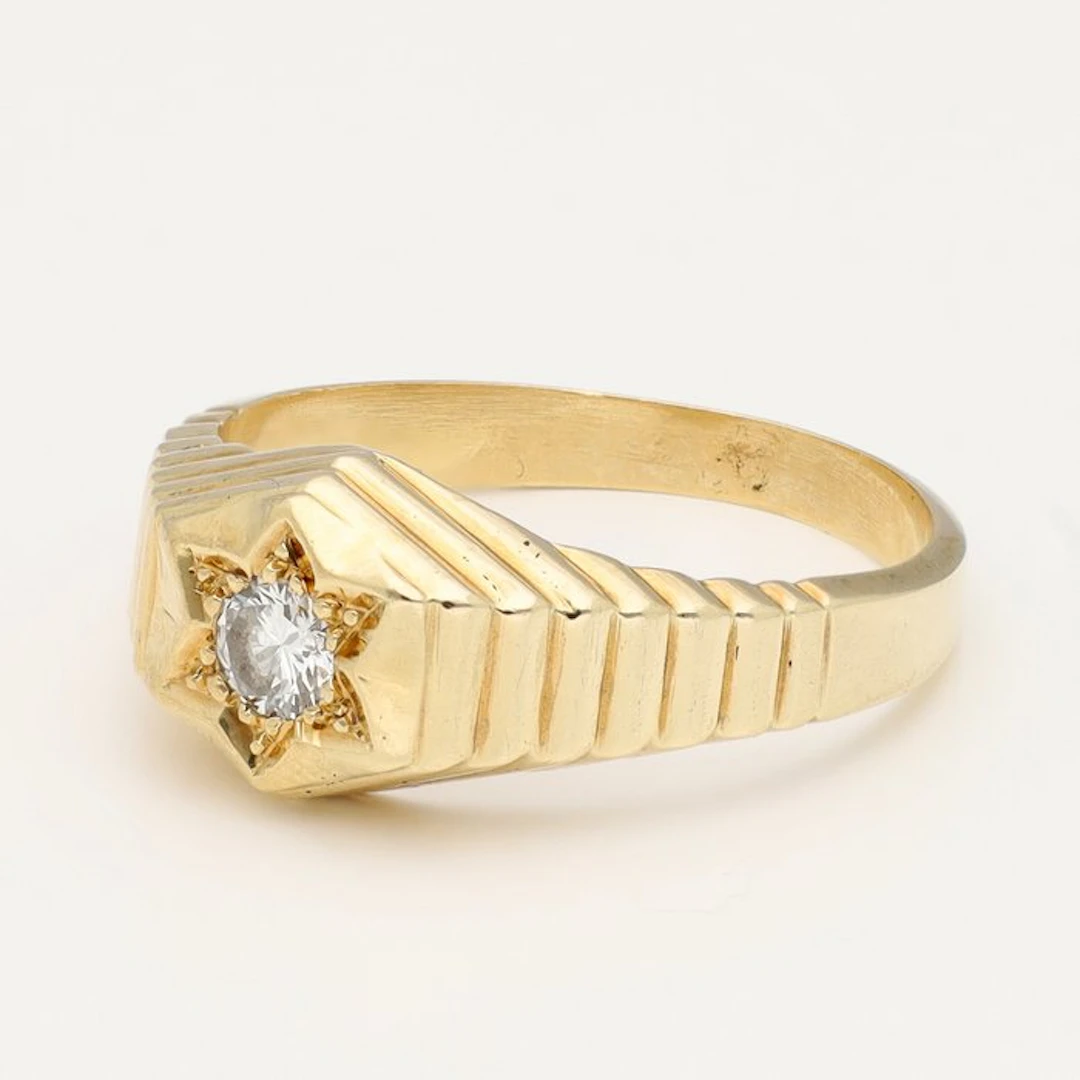 Ring - 14 kt. Yellow gold - 0.15ct. tw. Diamond (Natural)