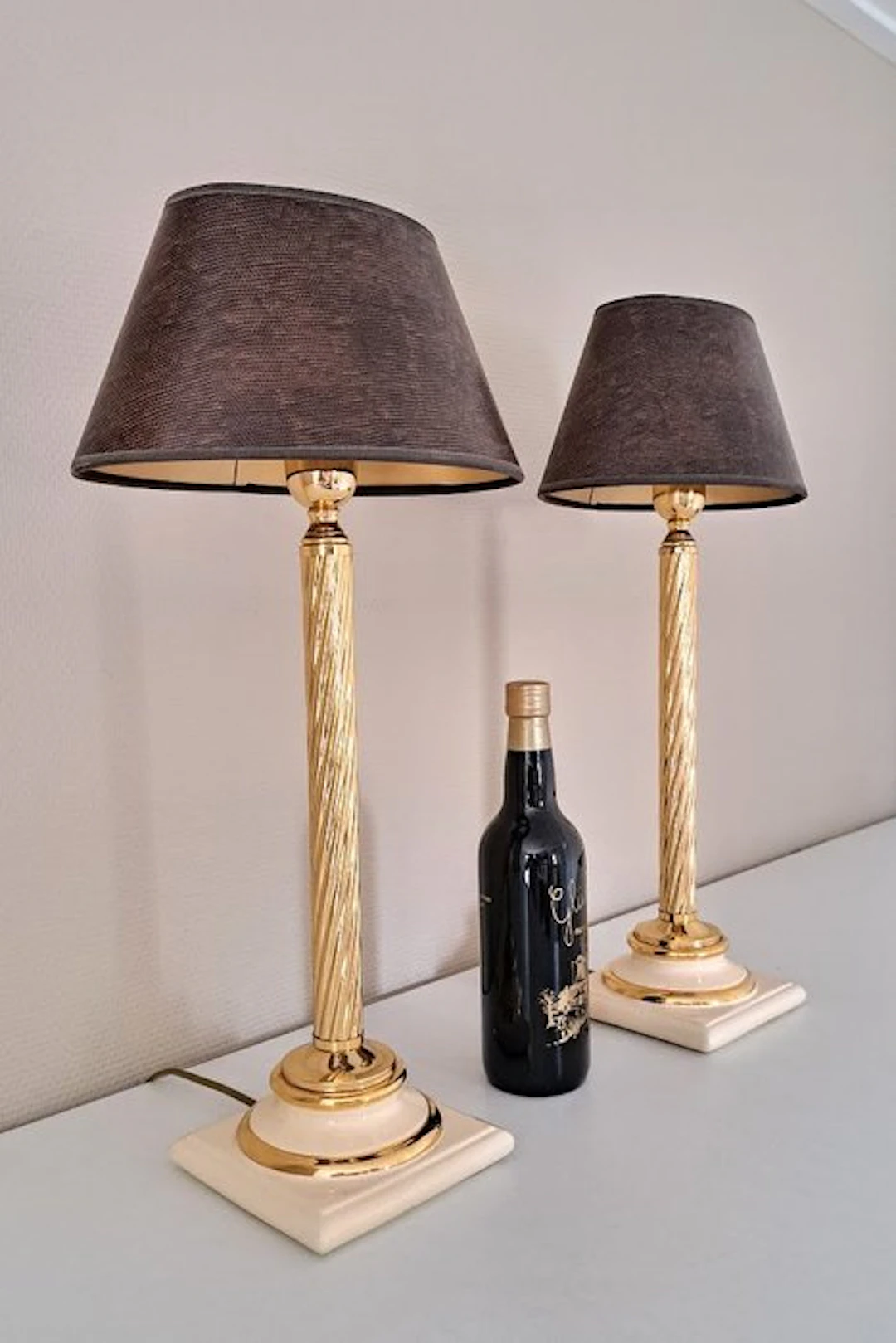 Italiaans Design Kolomlampen - 56 cm hoog - Table lamp (2) - brass, marble