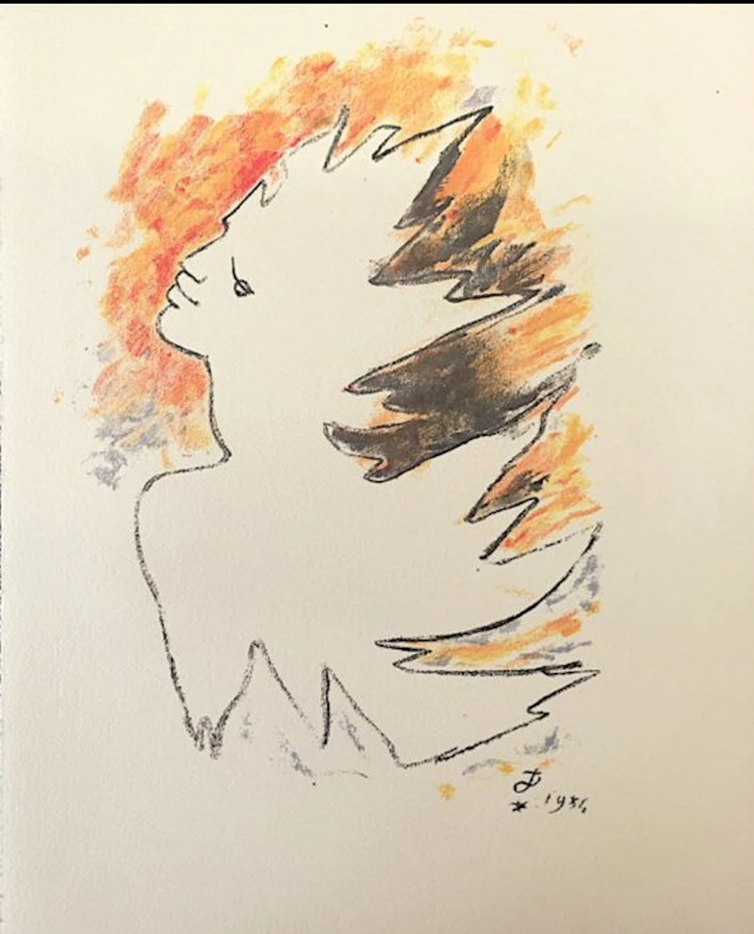 Jean Cocteau (1889-1963) - Manteau au feu - Sylvia