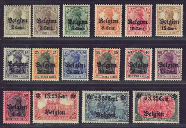 Belgium 1916 - The second series of the occupation stamps. - OBP: OC10/OC25