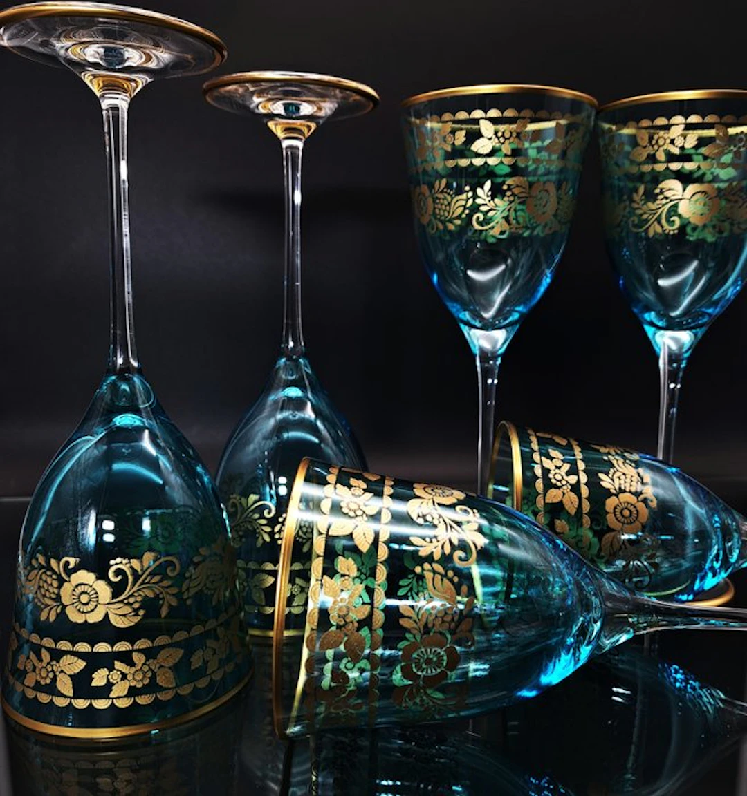 Artemisia - Drinking set (6) - Crystal, Gold zecchino