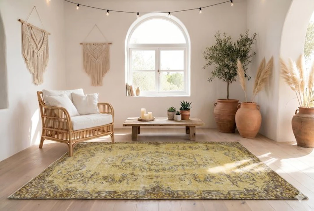 Yellow vintage - Rug - 205 cm - 115 cm - with certificate