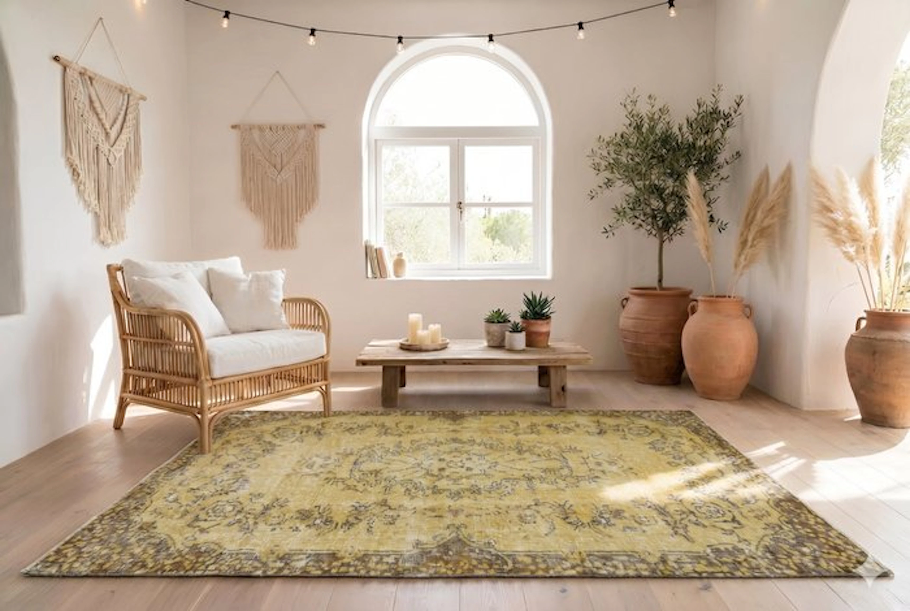 Yellow vintage - Rug - 205 cm - 115 cm - with certificate